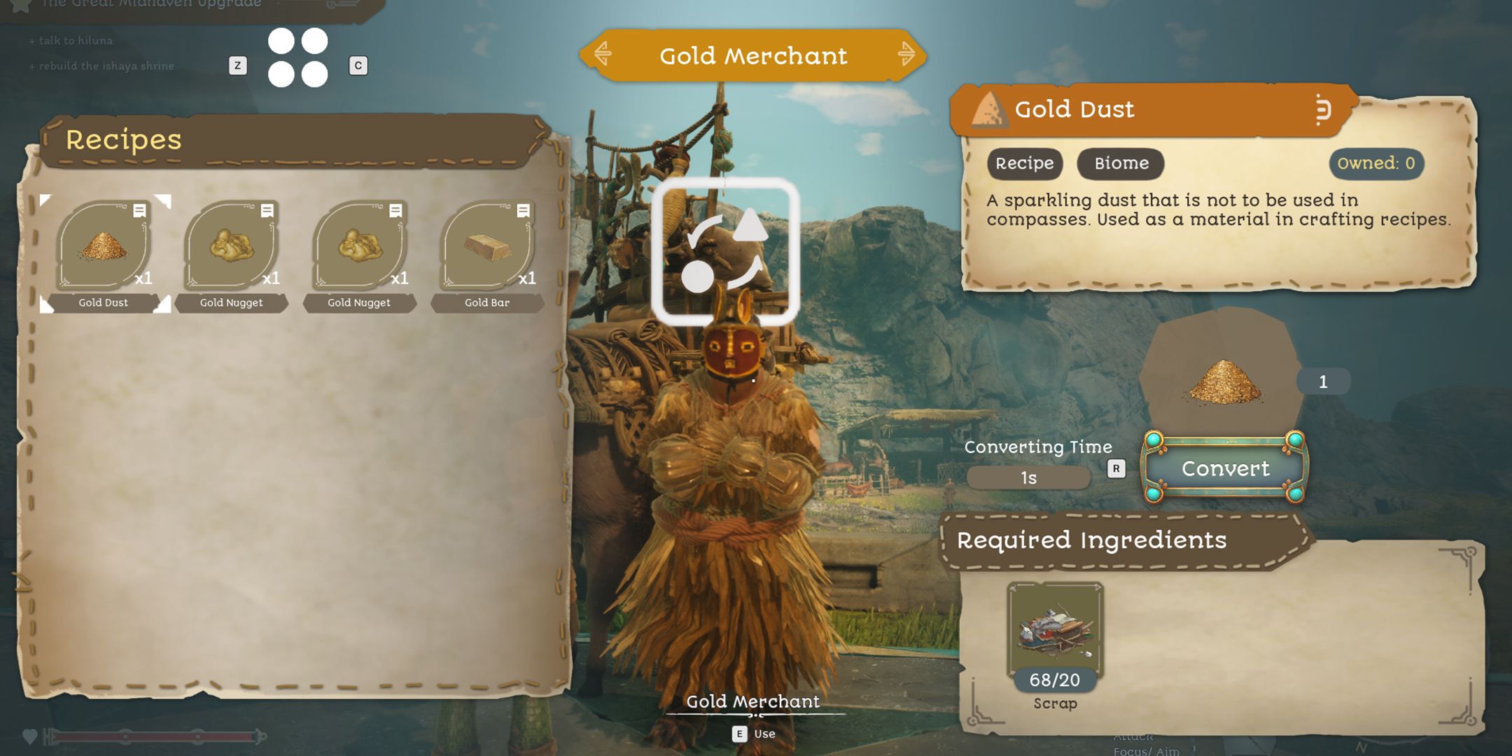 towers of aghasba how to get gold dust gold nugget and use scrap - convert from gold merchant-1