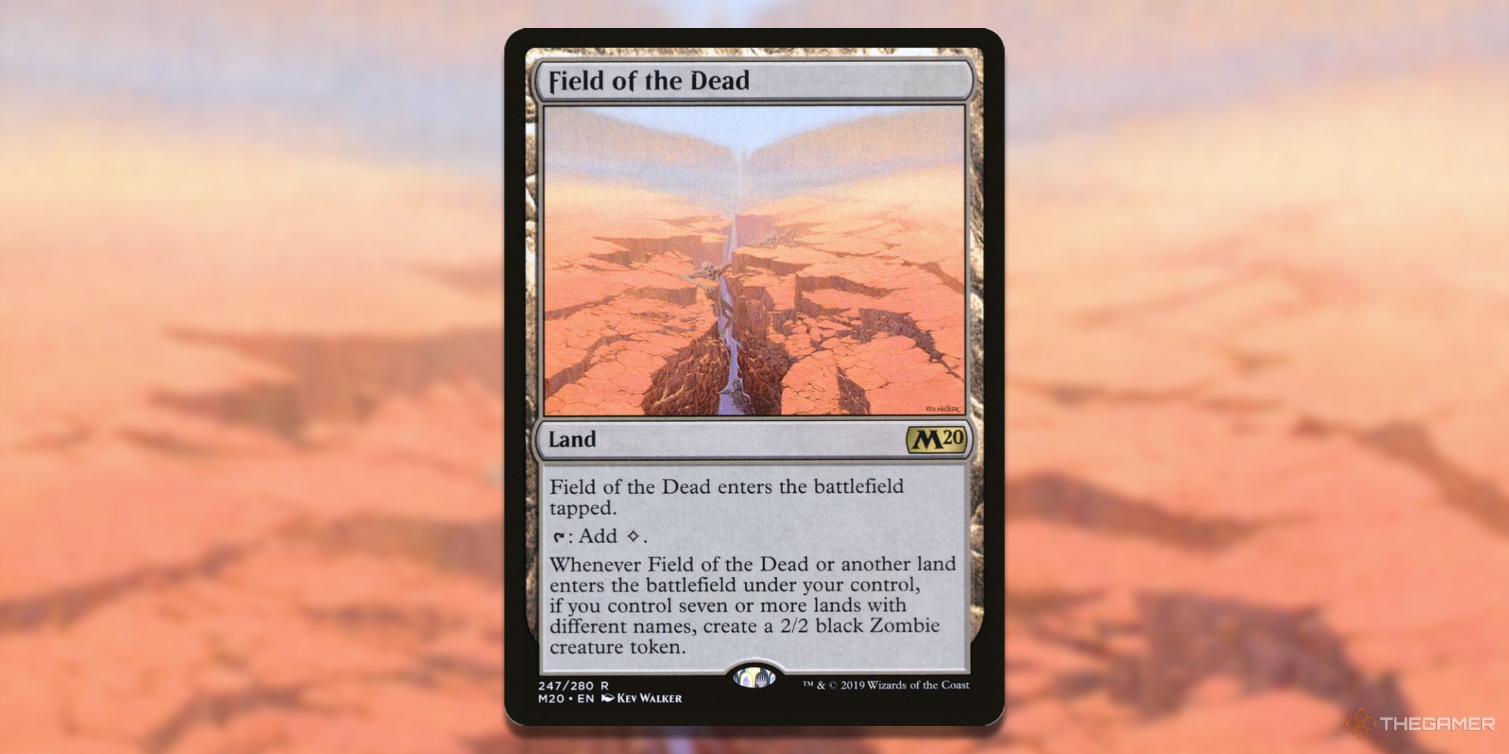 MTG Field of the Dead card with the art in the background.