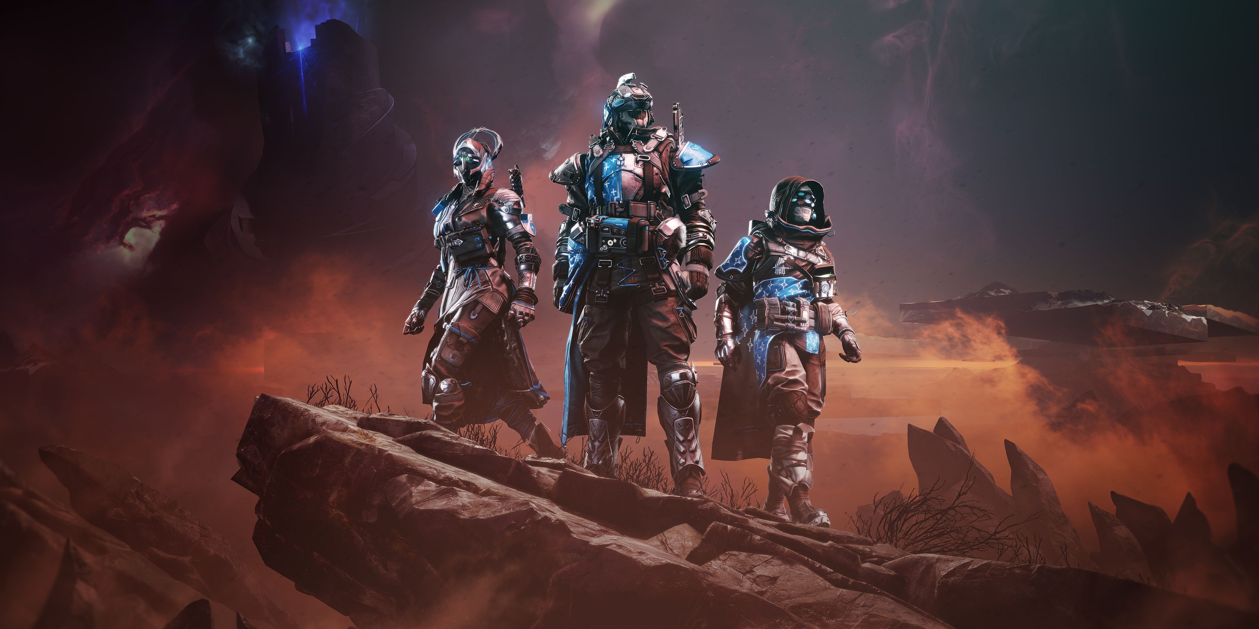 Destiny 2 Final Shape screenshot of three players wearing the Pale Heart Armor Set.