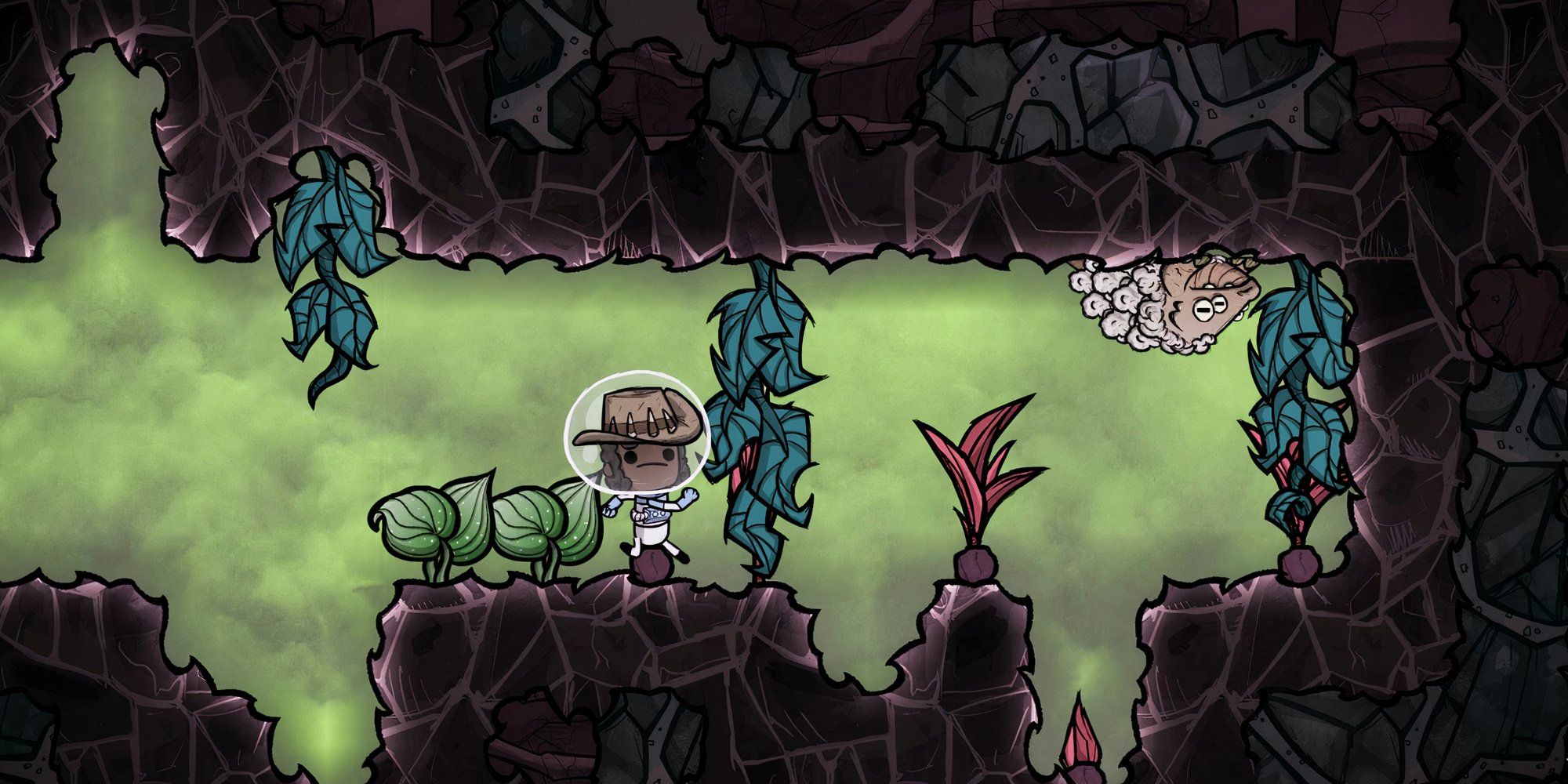 Screenshot of player Harvesting plants in Oxygen not Included.