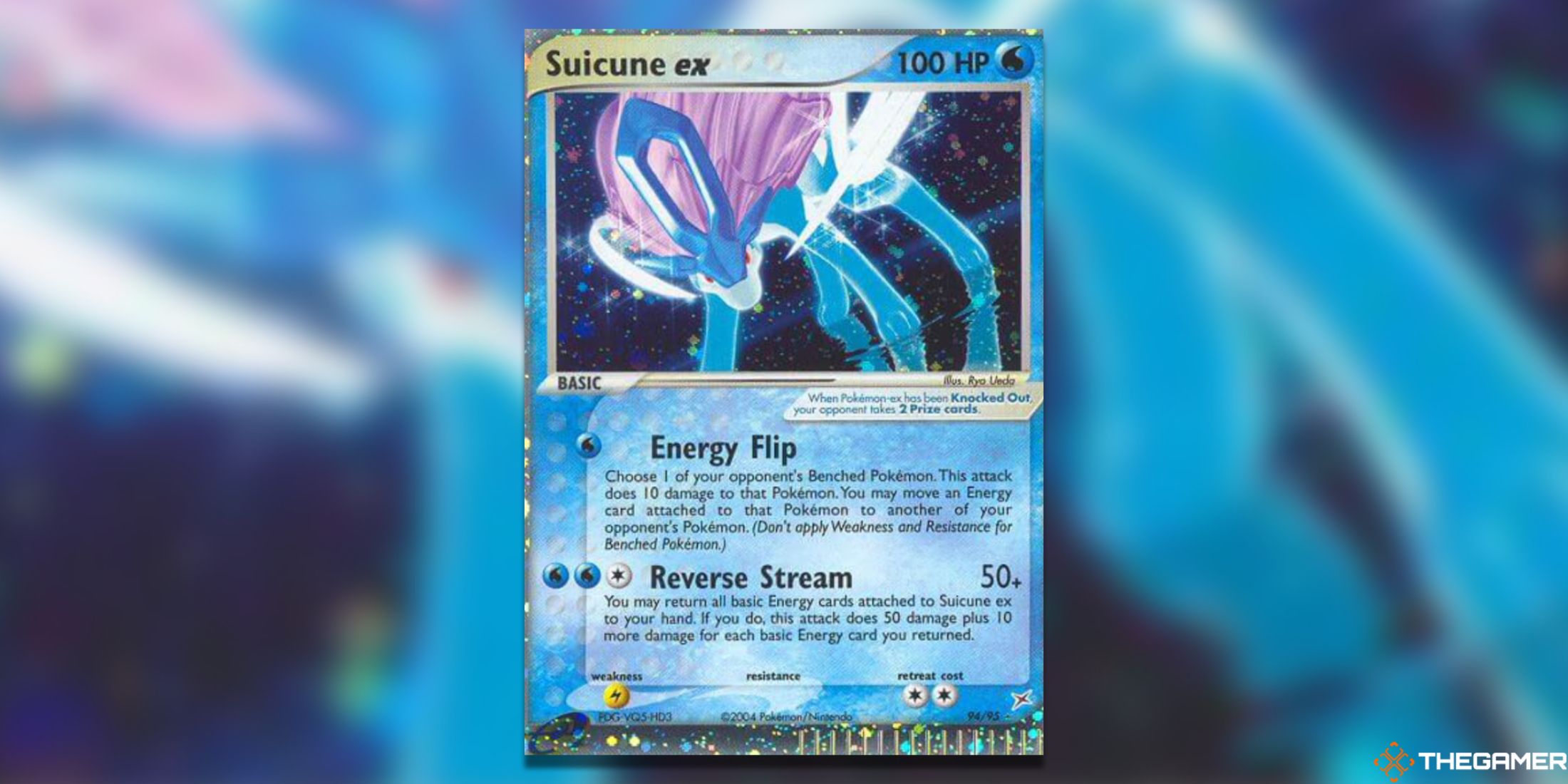 The Suicune UR from Team Magma vs Team Aqua in the Pokemon TCG.