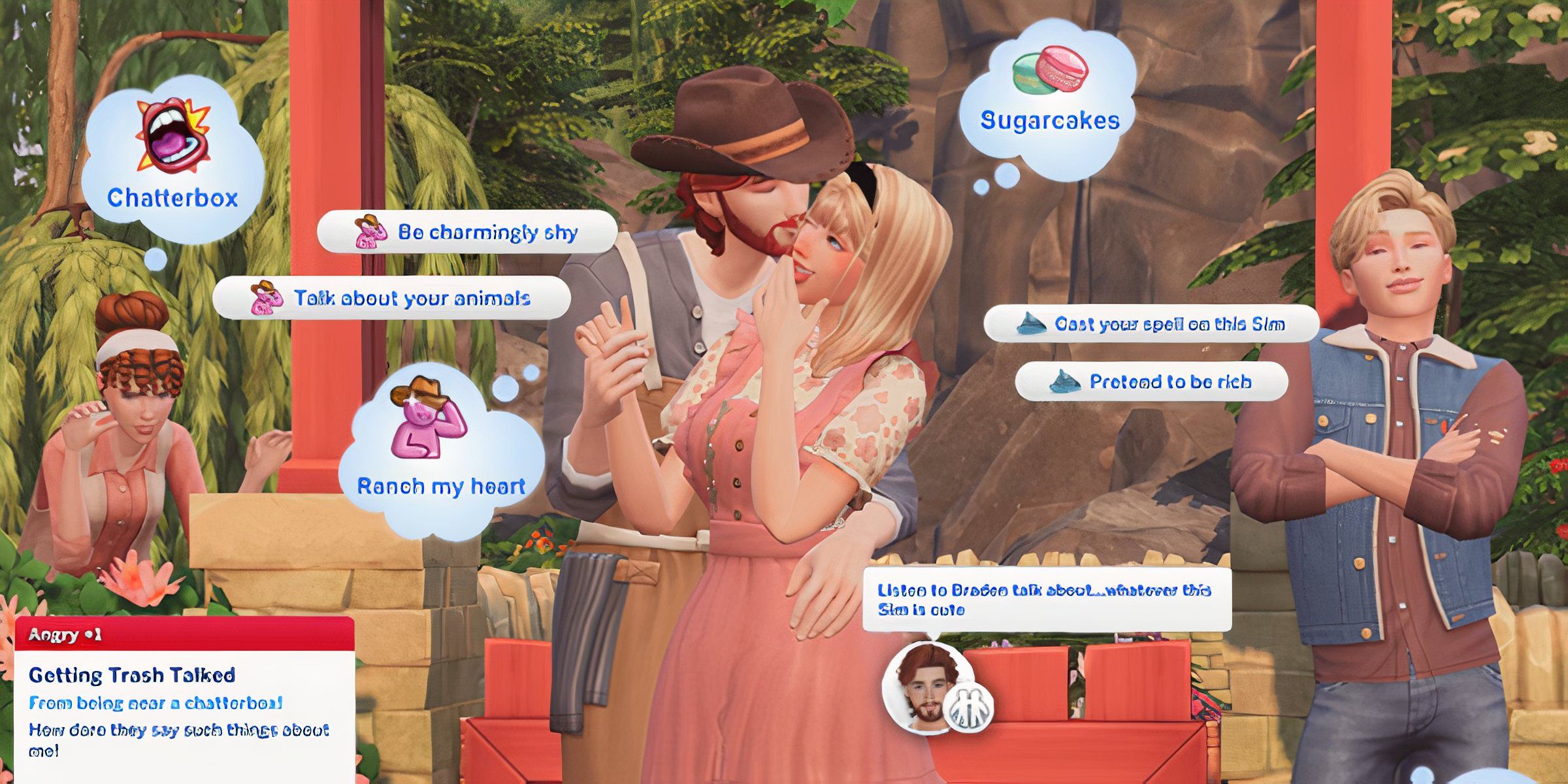 New traits, interactions, and moodlet buffs from the Cottagecore Traits mod