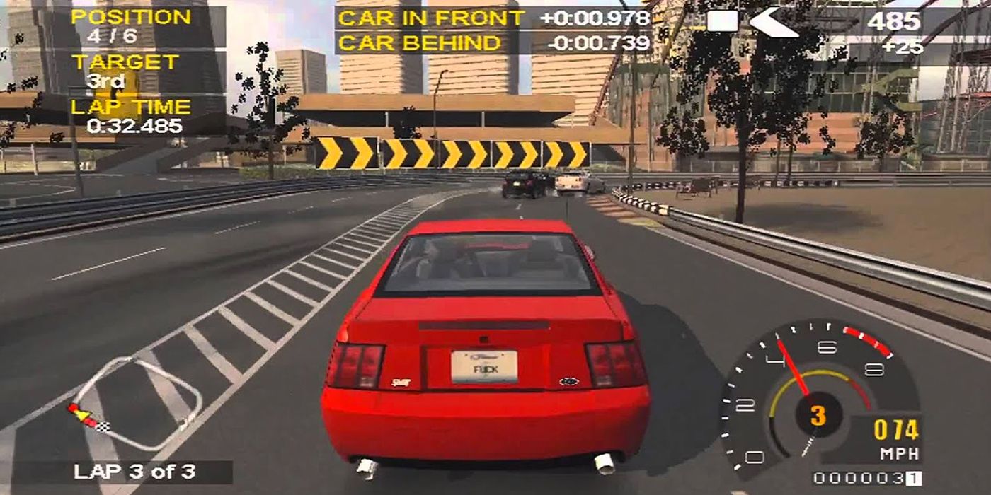 a red car racing in Project Gotham Racing 2.