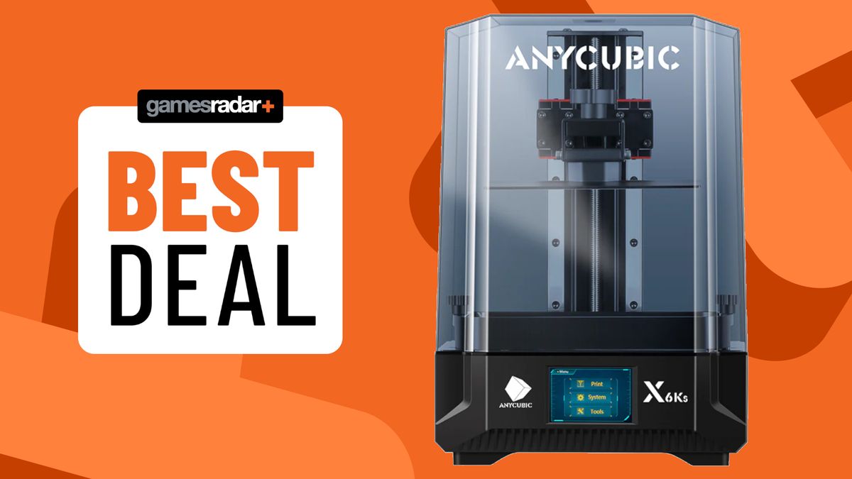 Anycubic Photon Mono 6Ks beside a 'best deal' badge, all against an orange background