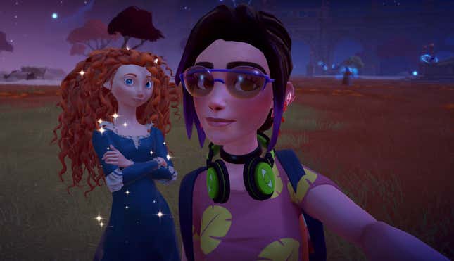 The player character hangs out with the protagonist from Tangled.