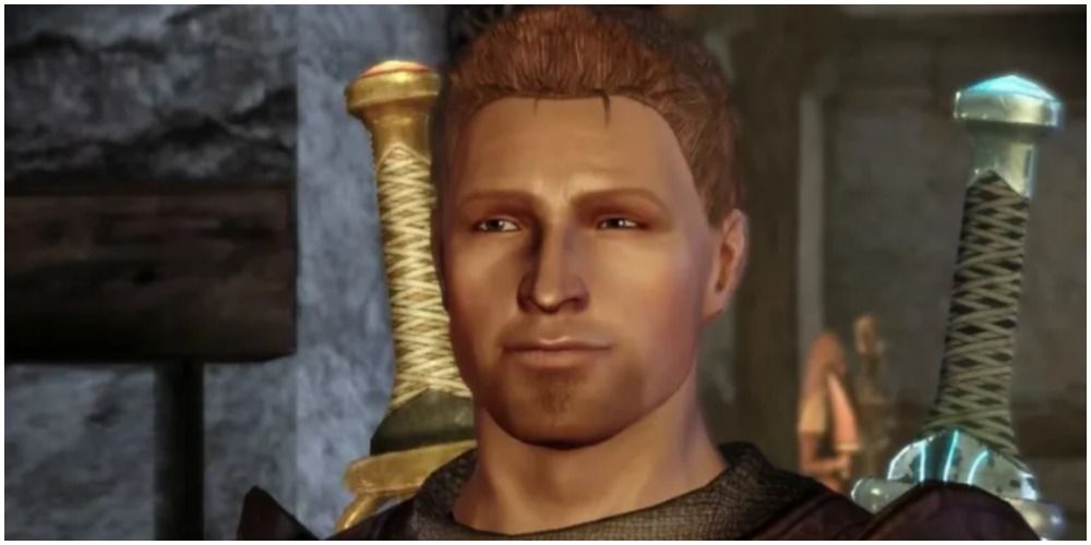 closeup of Alistair from Dragon Age Origins smiling 