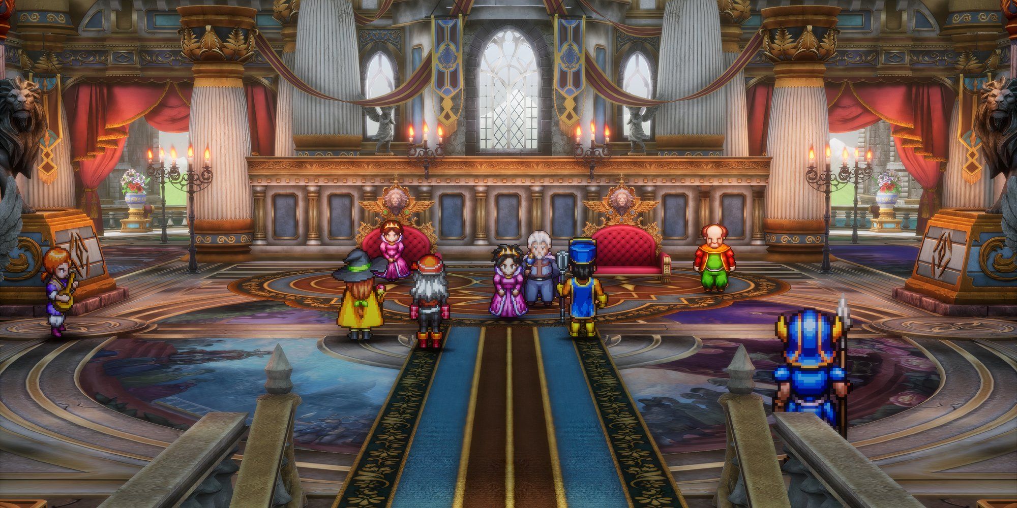 A scene in Romaria Castle in Dragon Quest 3 HD-2D Remake