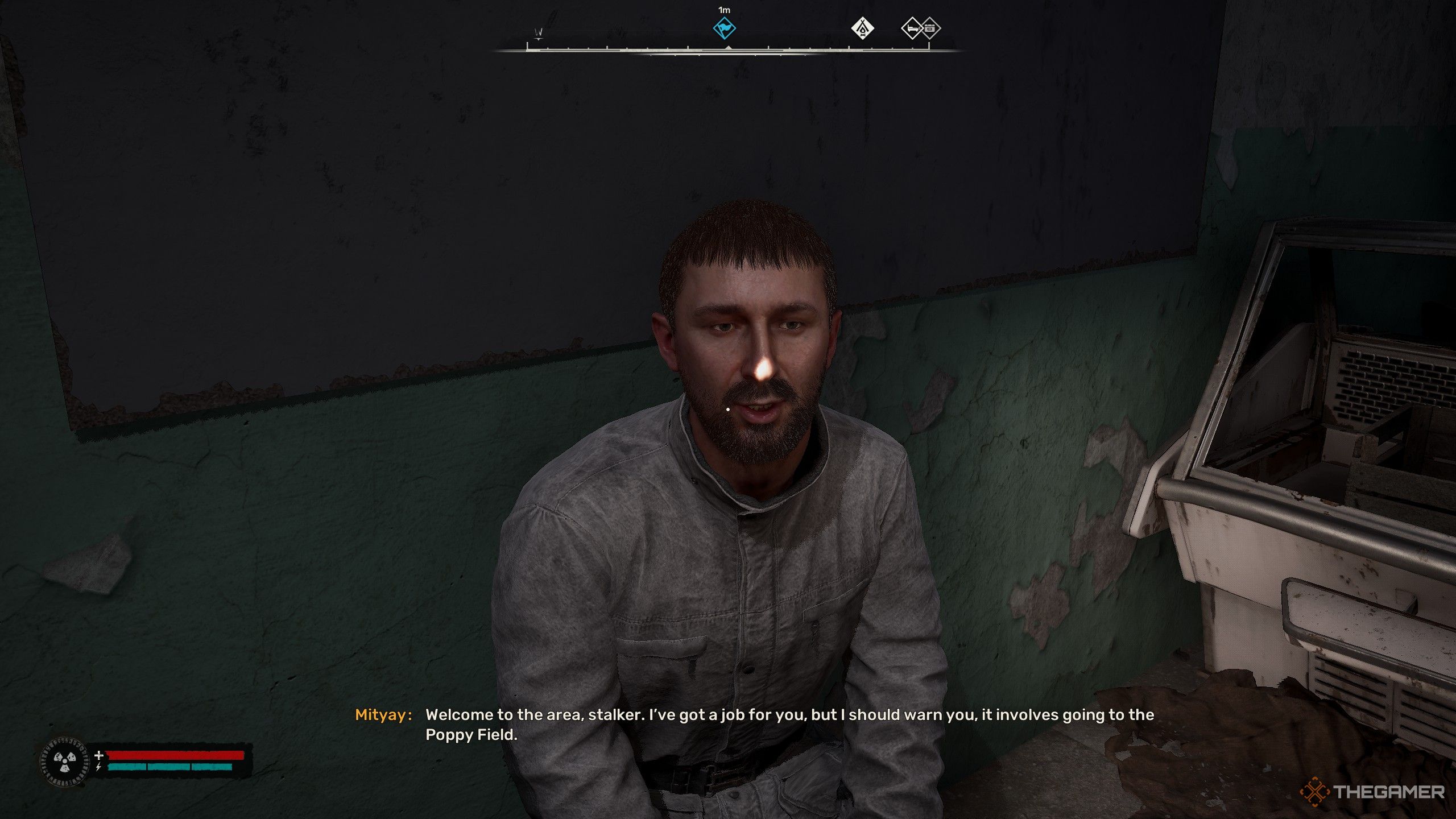 a man asking you to go to a dangerous place in Stalker 2 Heart of Chornobyl.