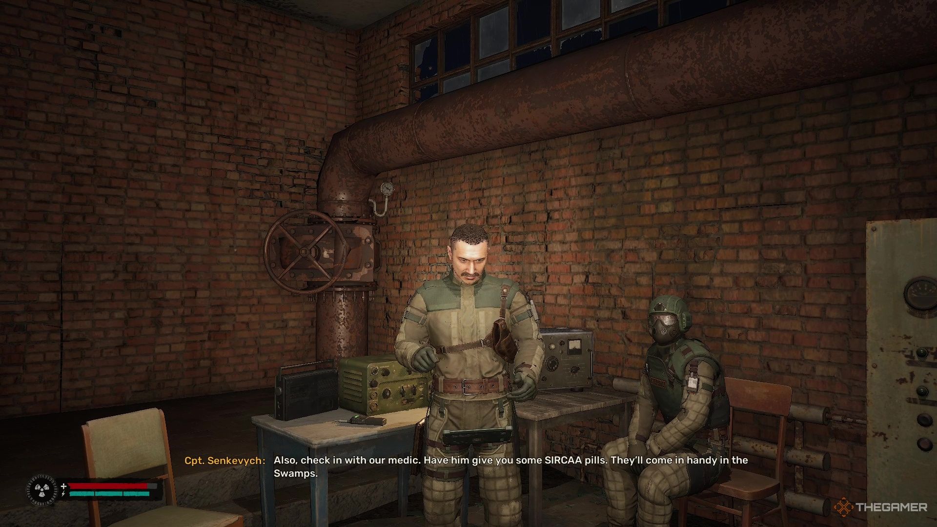 Senkevych tells the player to get psi pills from the medic in Stalker 2 Heart of Chornobyl.