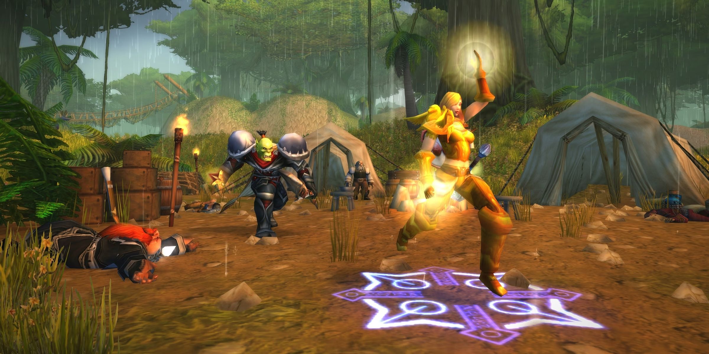 an orc ganking a paladin in stranglethorn vale from wow classic