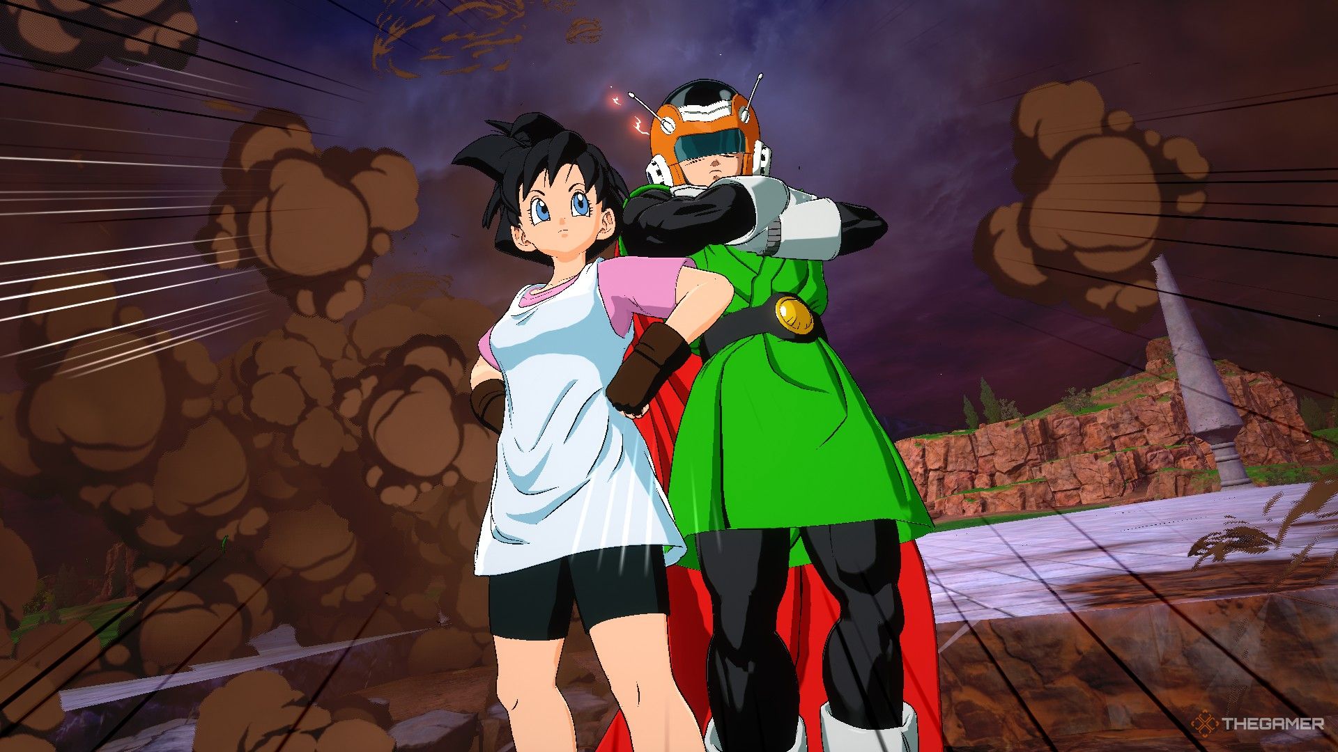 Dragon Ball Sparking Zero image showing the Great Saiyaman and Videl.