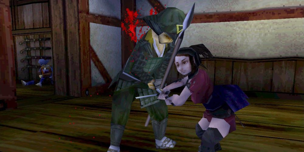 Tenchu 2 Ayame silently assassinating castle guards