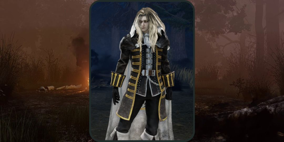 Alucard stands in front of a background in Dead by Daylight.