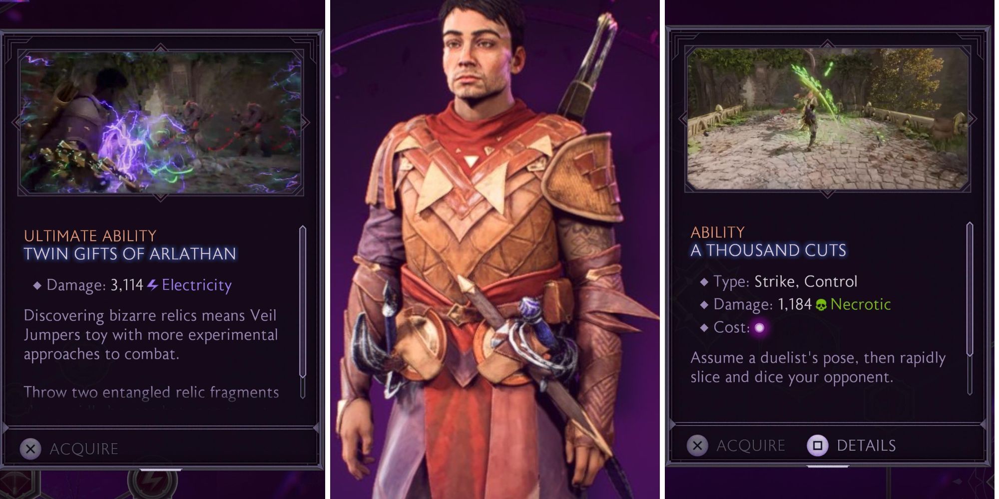 A grid showing Rogue skills in Dragon Age: The Veilguard