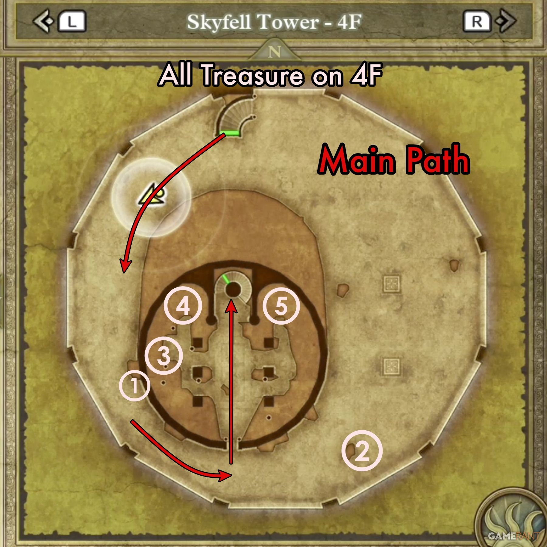 DQ3-Skyfell-Tower-4F-Treasure-Main-Path-Map