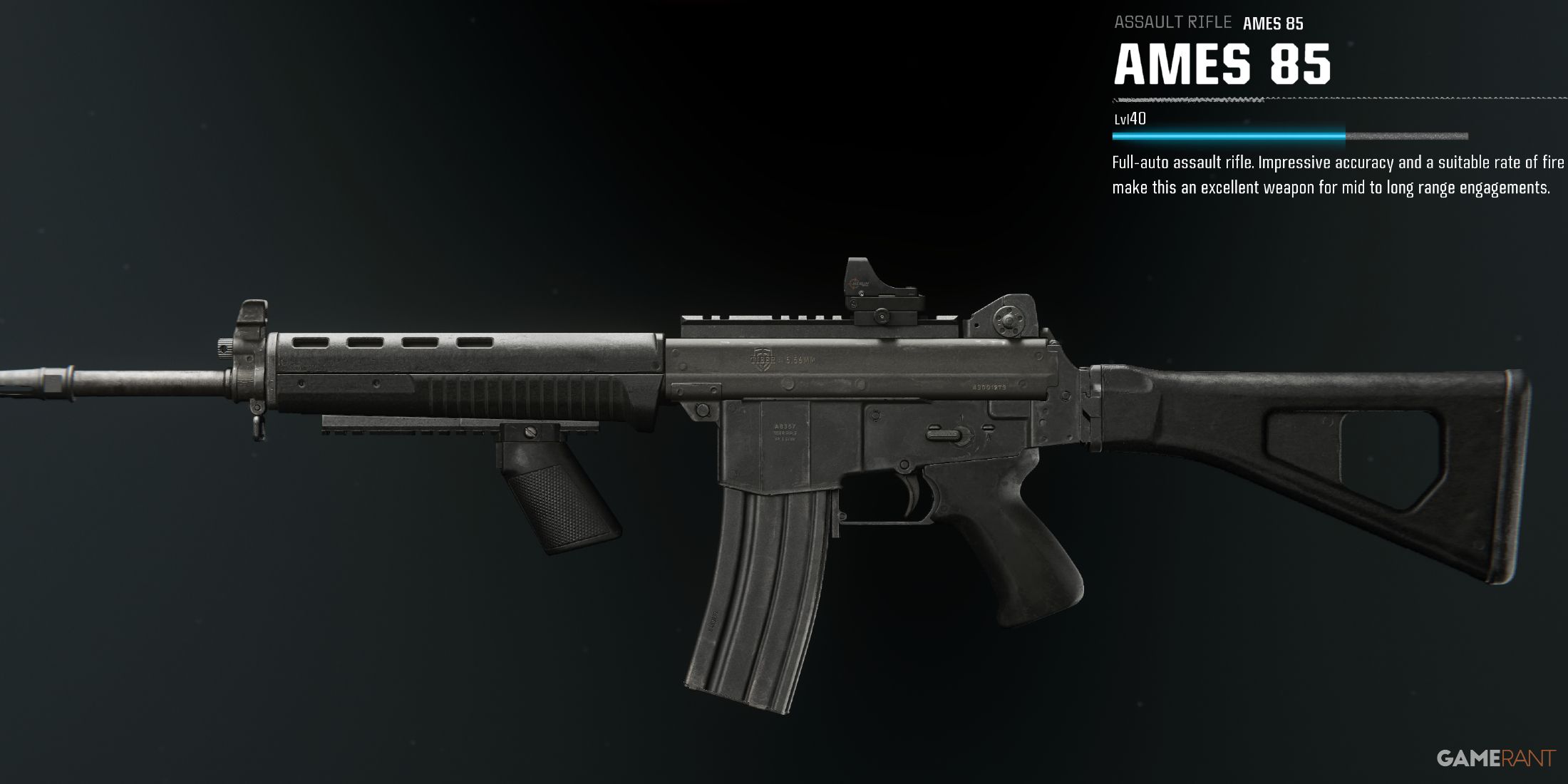 Screenshot showcasing the AMES 85 in Black Ops 6