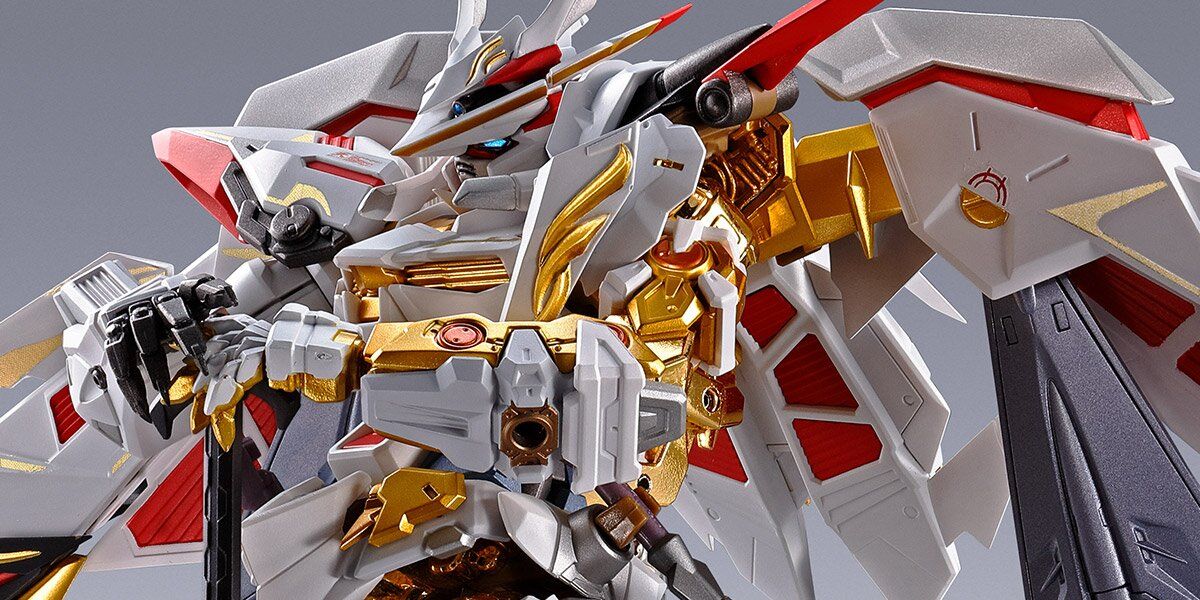 A Gundam Astray Gold Frame Amatsu Hana Metal Build kit.