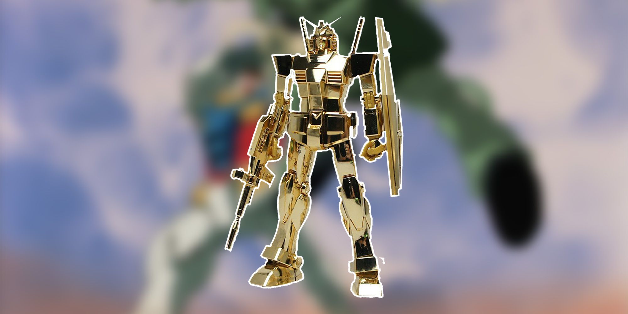 A 1/100 Pure Gold RX-78-2 Gundam kit.