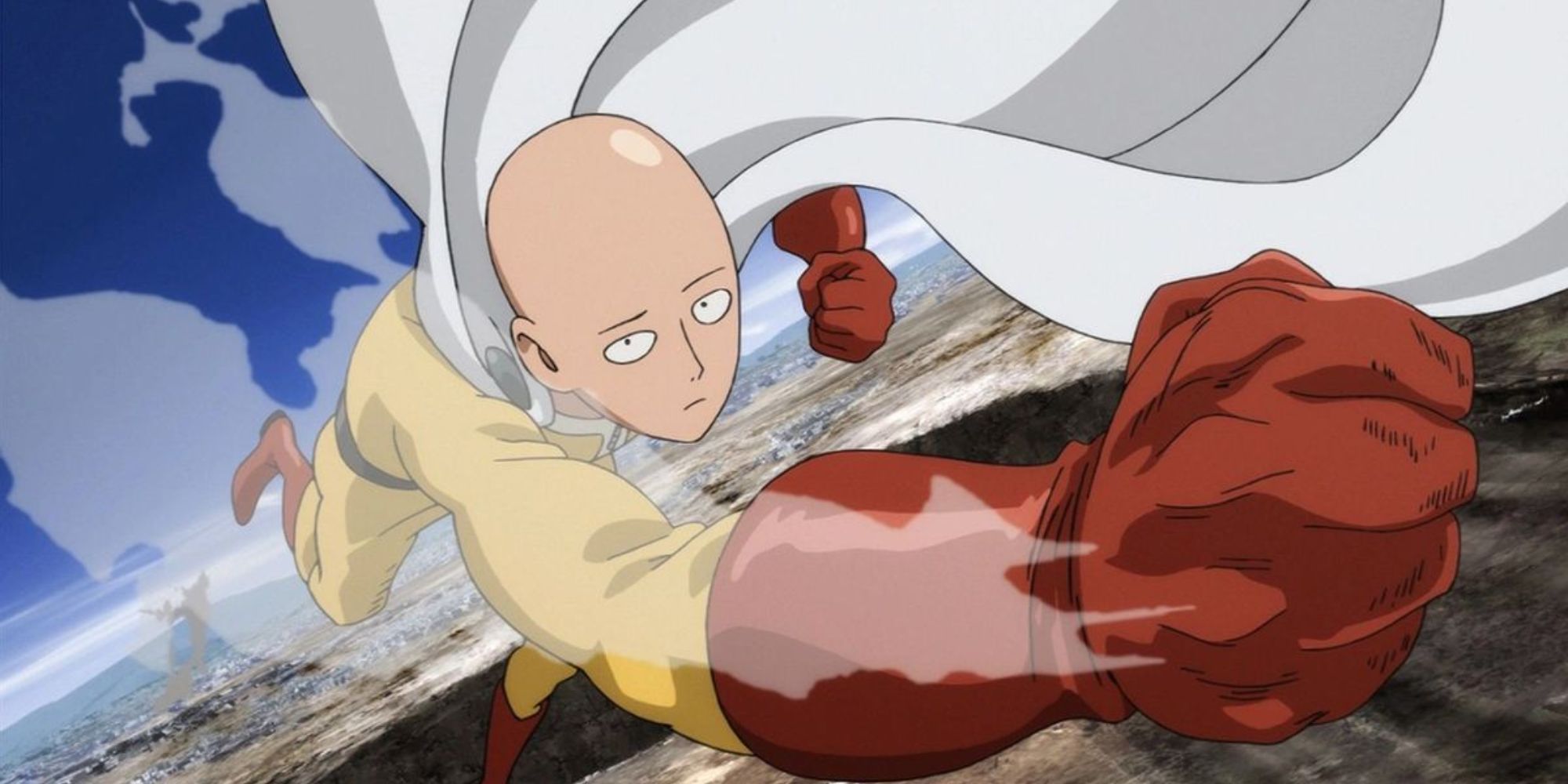 Saitama punches in One Punch Man.