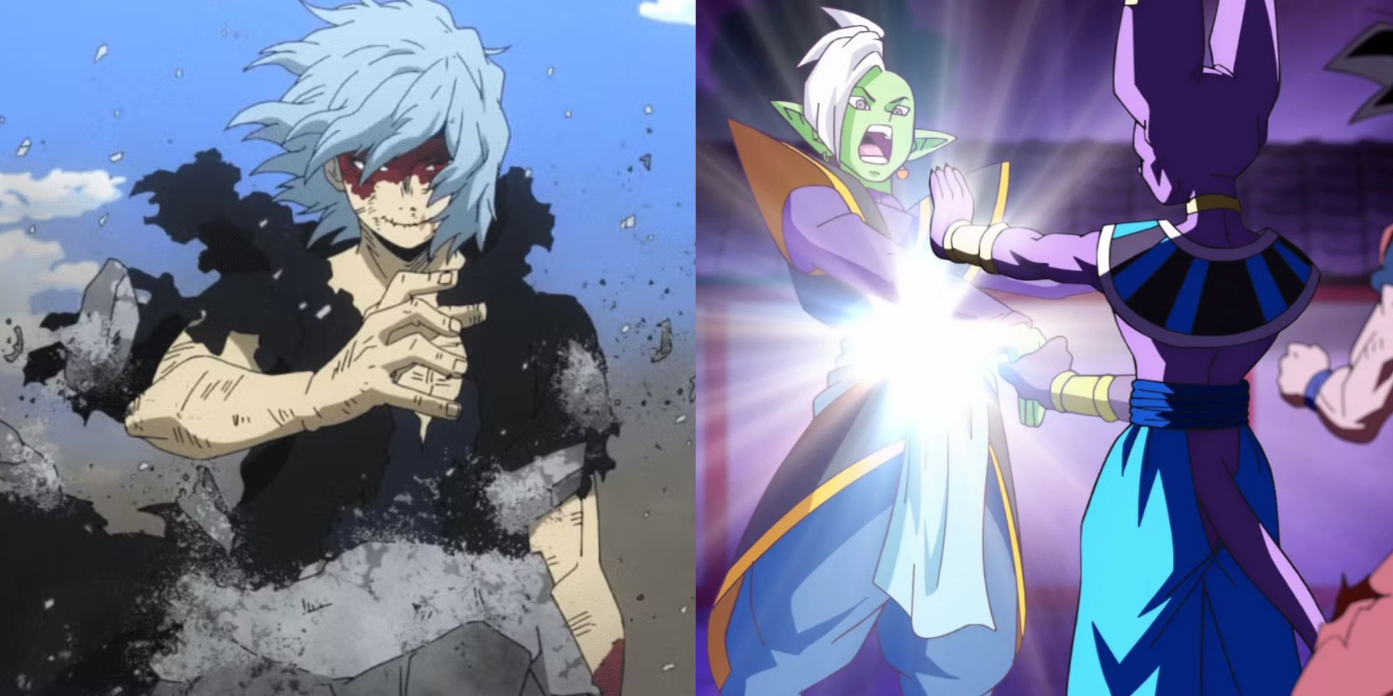 Beerus using Hakai and Shigaraki using Decay quirk 