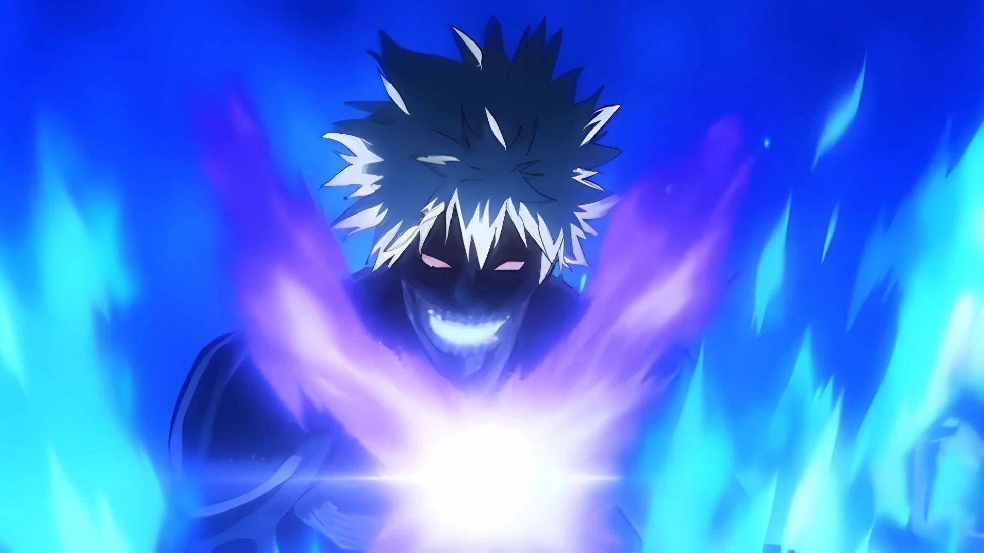 Dabi showing that he also has Rei's Quirk in My Hero Academia season seven.