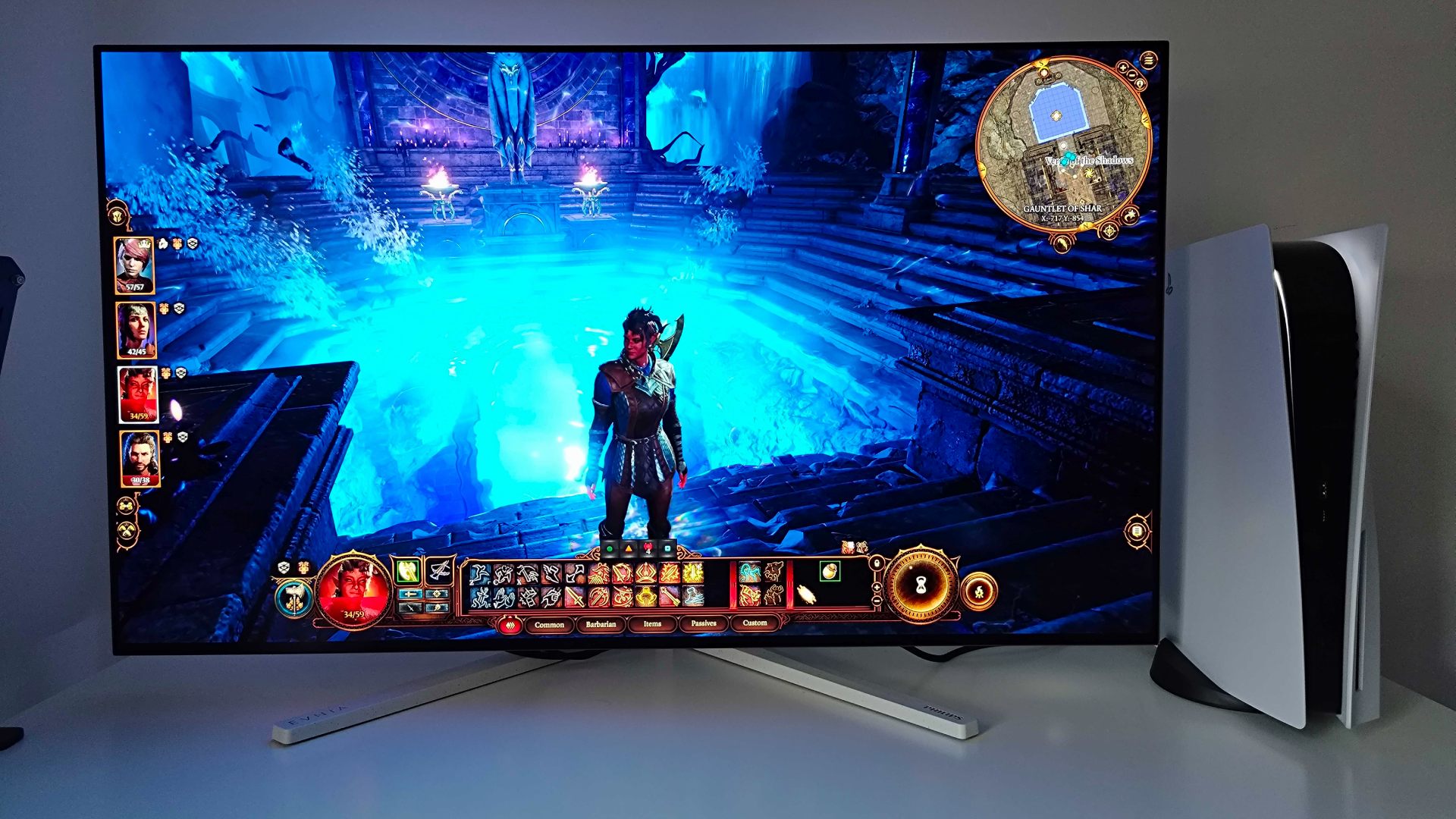 Philips Evnia 42M2N8900 with Baldur's Gate 3 gameplay on screen