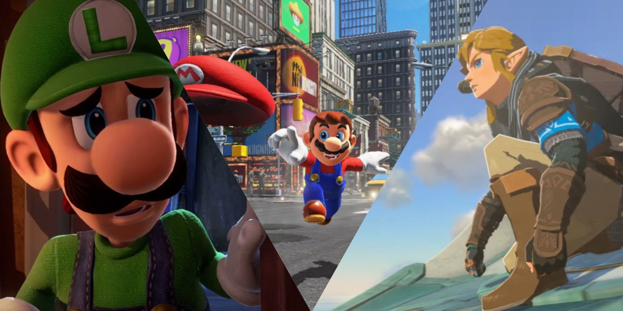 most beautiful games on switch, luigi mansion, mario odyssey and tears of the kingdom