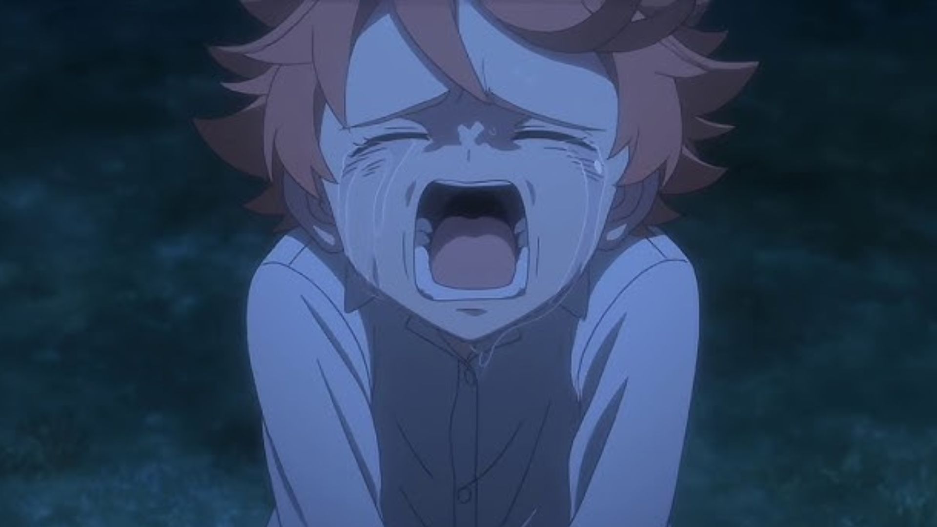 Emma cries in Promised Neverland.