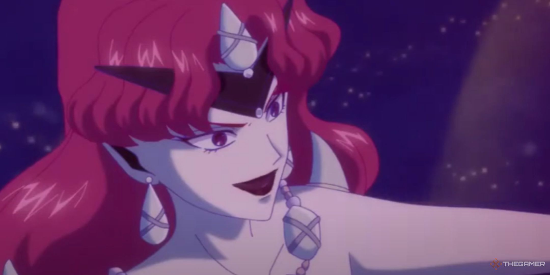 Queen Beryl is grinning in sailor moon crystal.