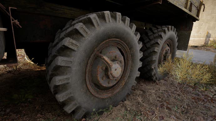 Rendering of truck tyres and wheels in Stalker 2