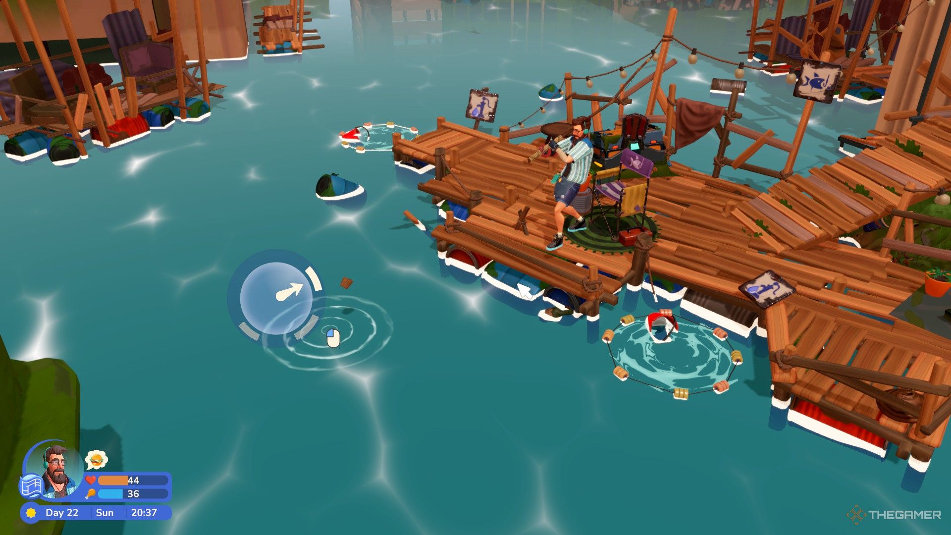 The player is playing the fishing minigame in I Am Future.