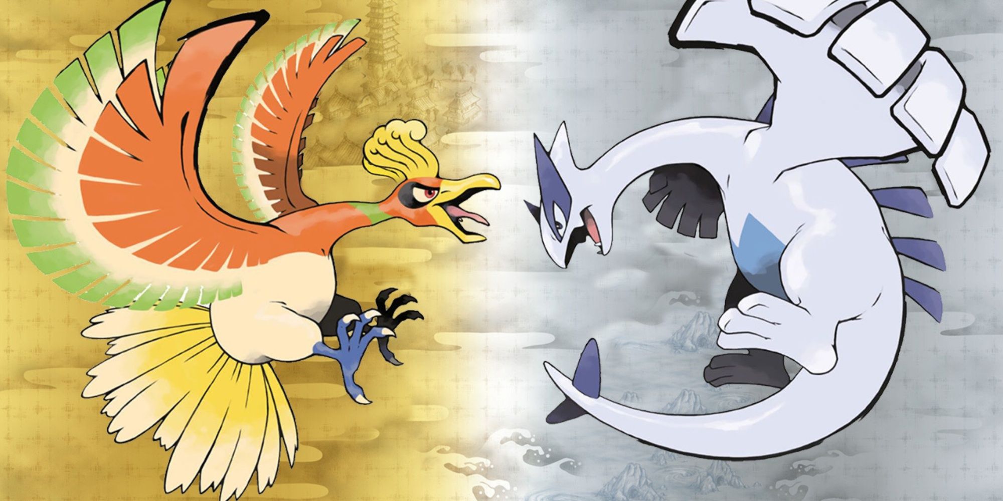 Lugia And Ho-Oh Flap Their Wings at each other.