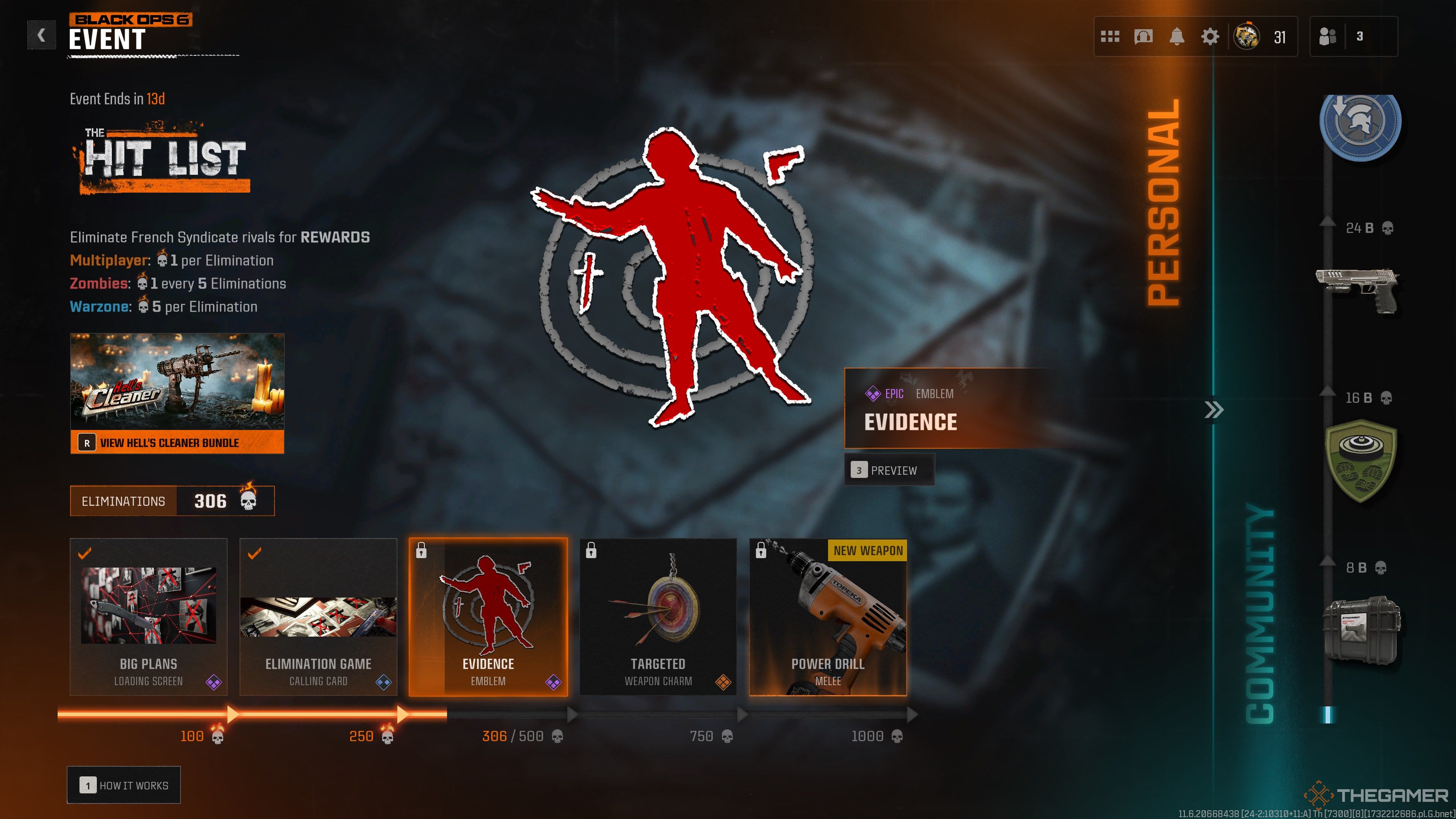 Black Ops 6 Hit List Personal Rewards