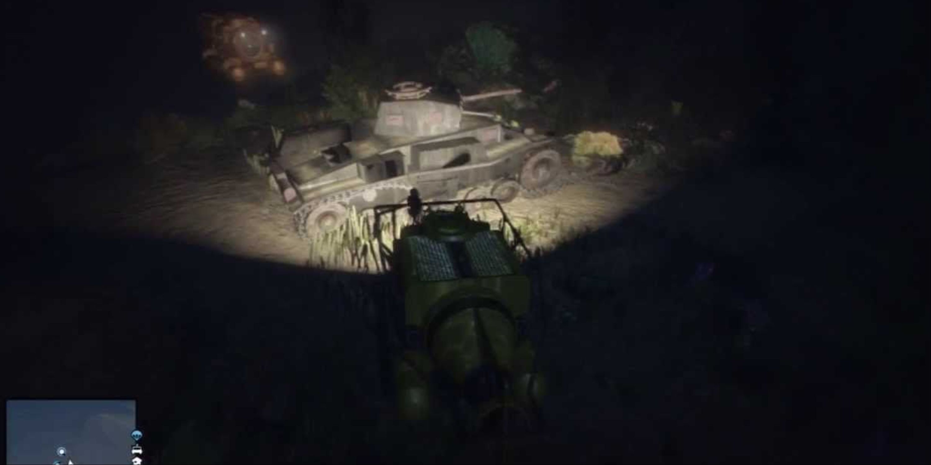 A military tank submerged in water in Grand Theft Auto 5.