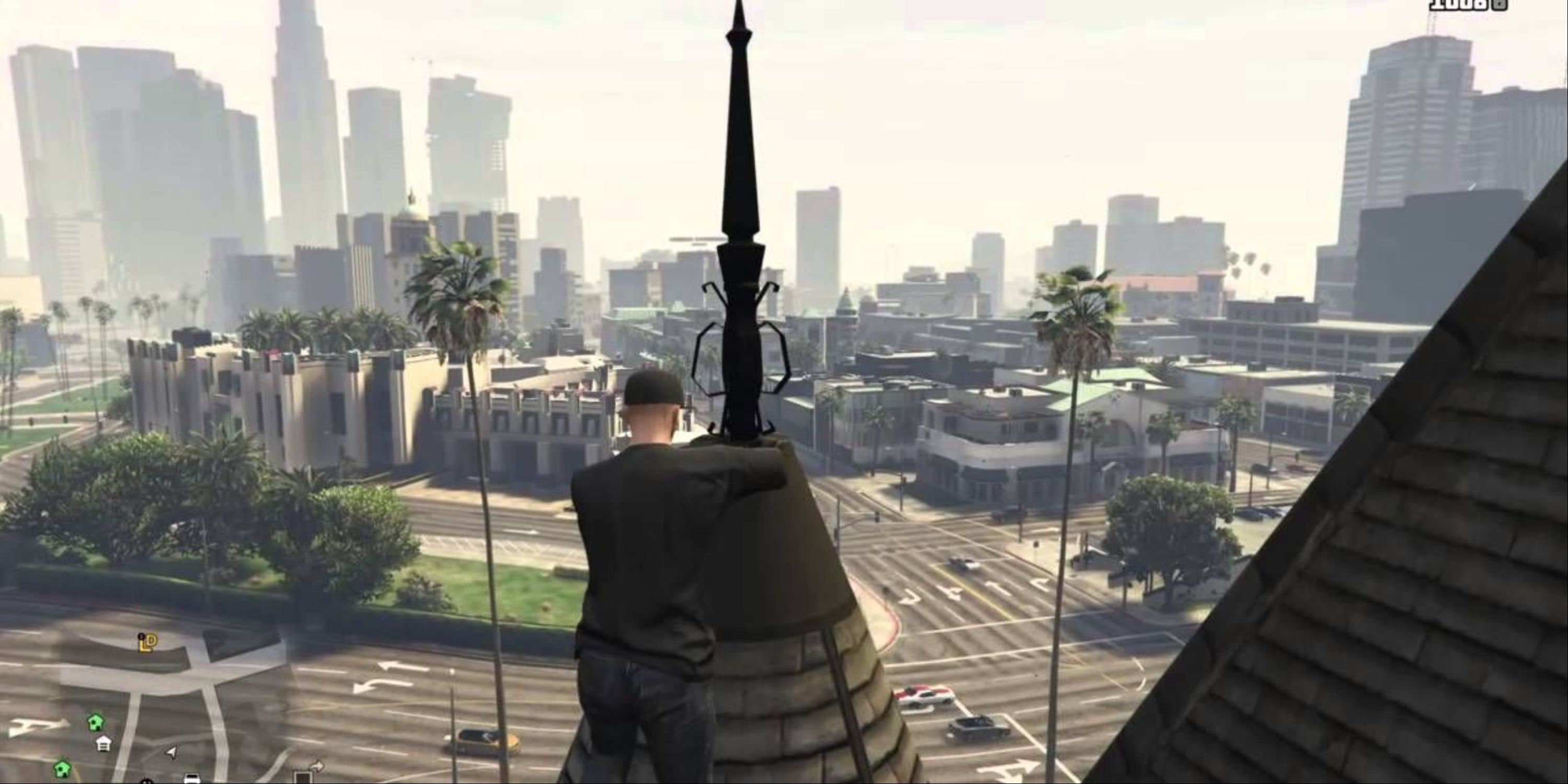 A view of the city from above the Epsilon Building in Grand Theft Auto 5.