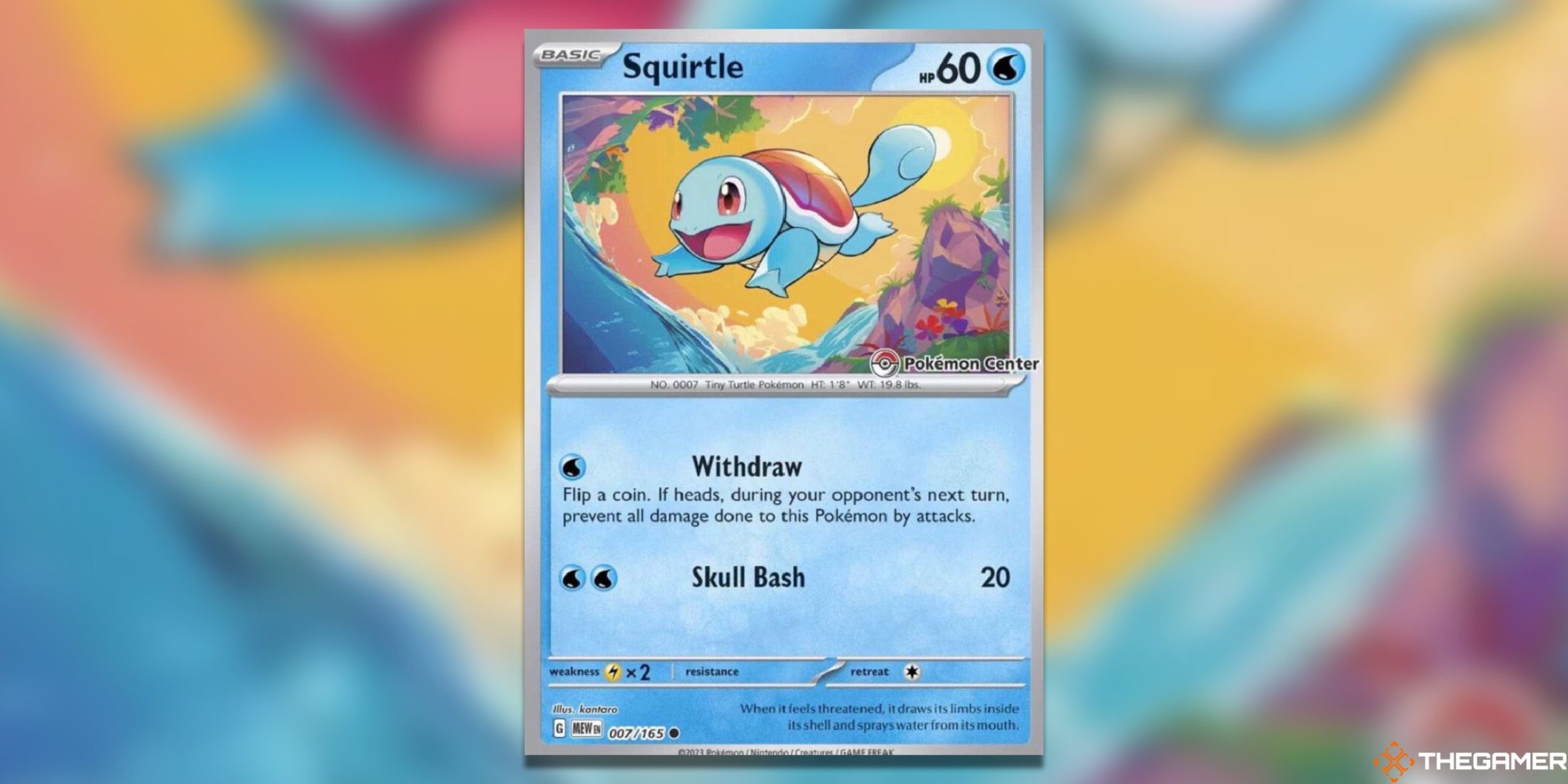 The Squirtle Promo from the Pokemon Center in the Pokemon TCG.