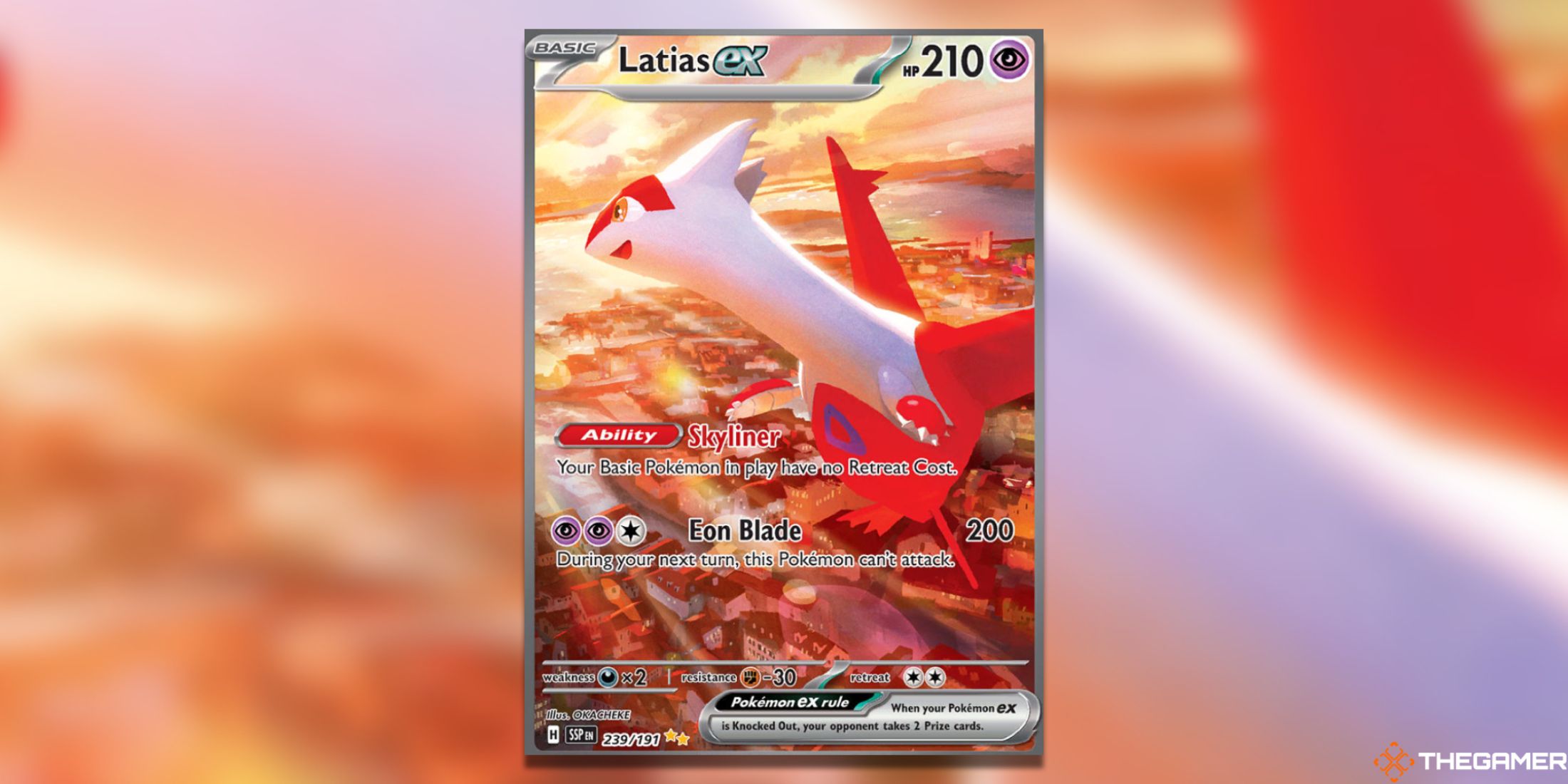 The Surging Sparks Latias ex SIR from the Pokemon TCG.