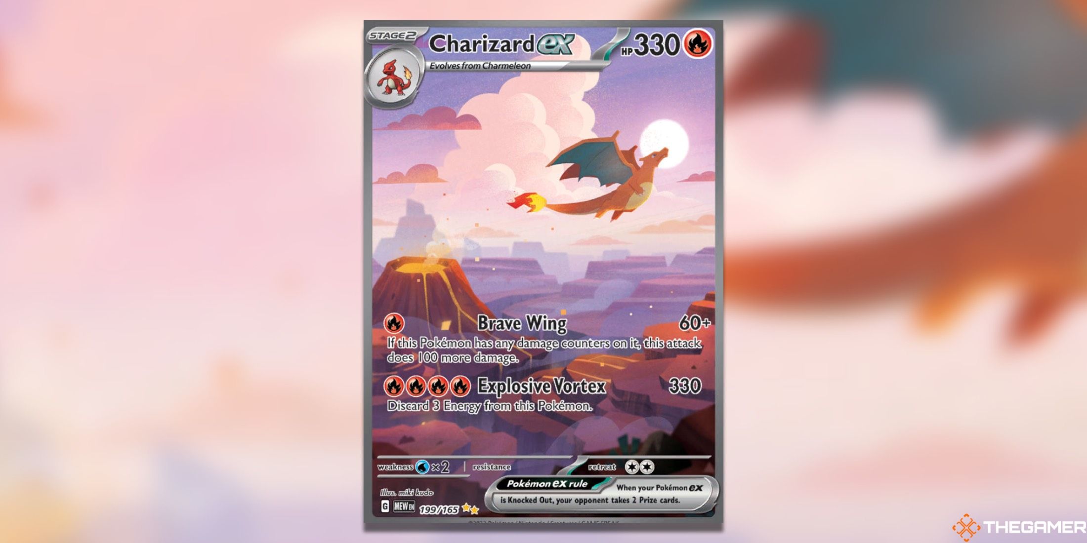 The Charizard EX from 151 in the Pokemon TCG.