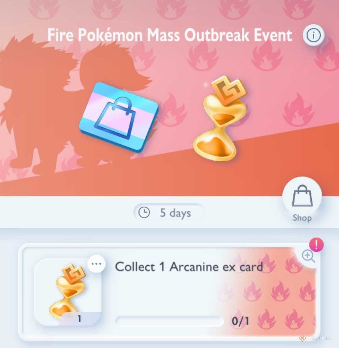 Fire Pokemon Mass Outbreak Event Missions in Pokemon TCG Pocket.