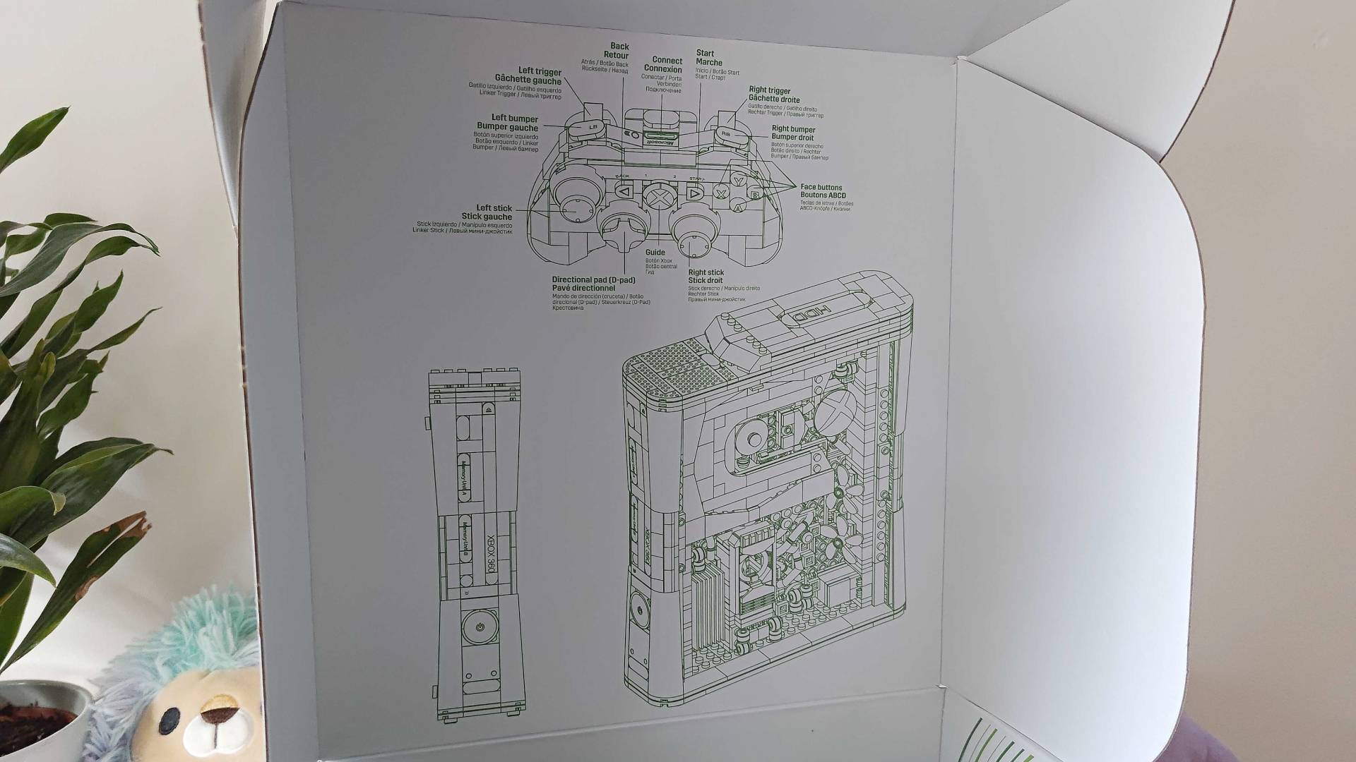 Inside MEGA Xbox 360 box lid with diagrams