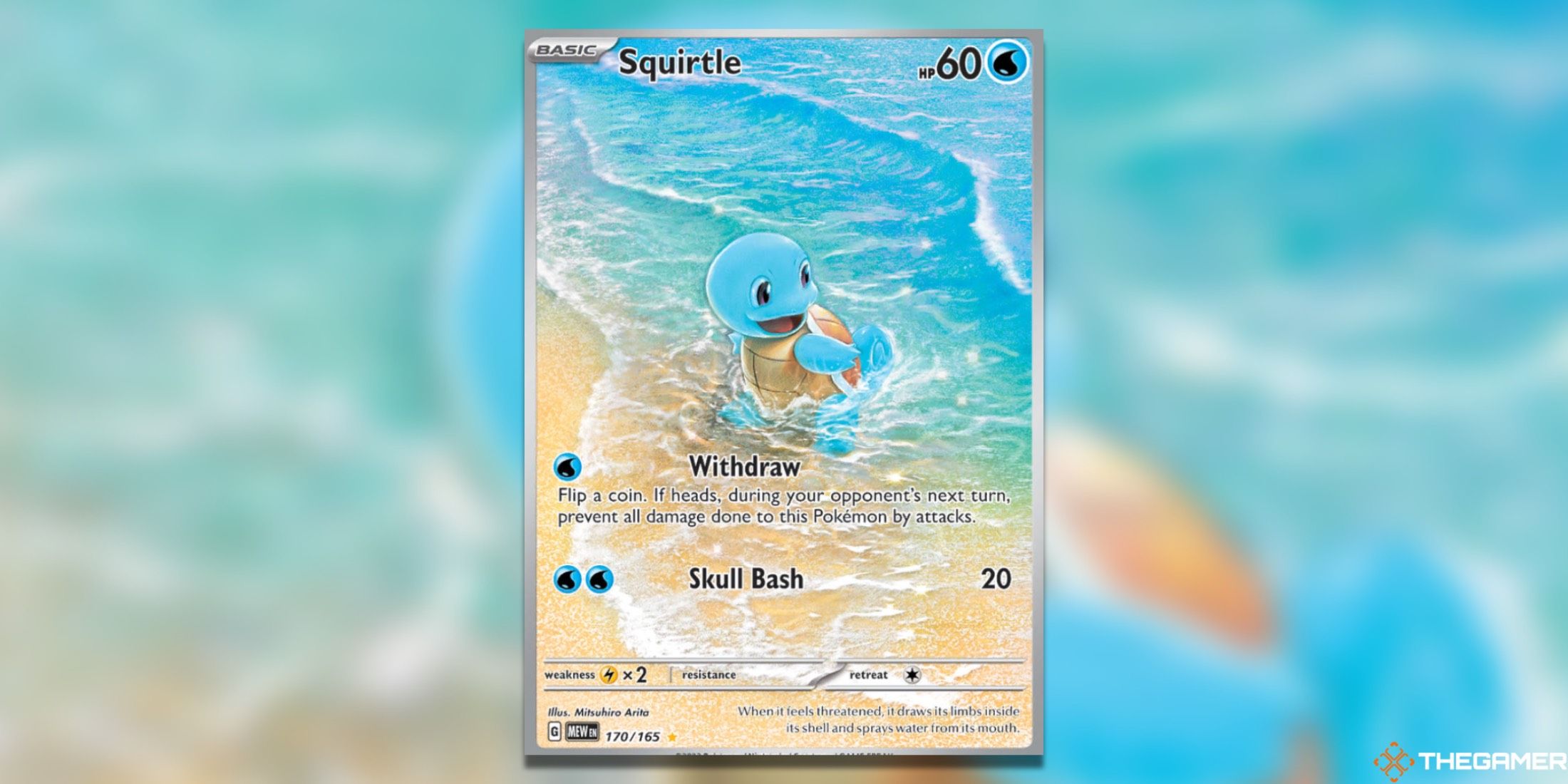 The Squirtle Illustration Rare from 151 in the Pokemon TCG.