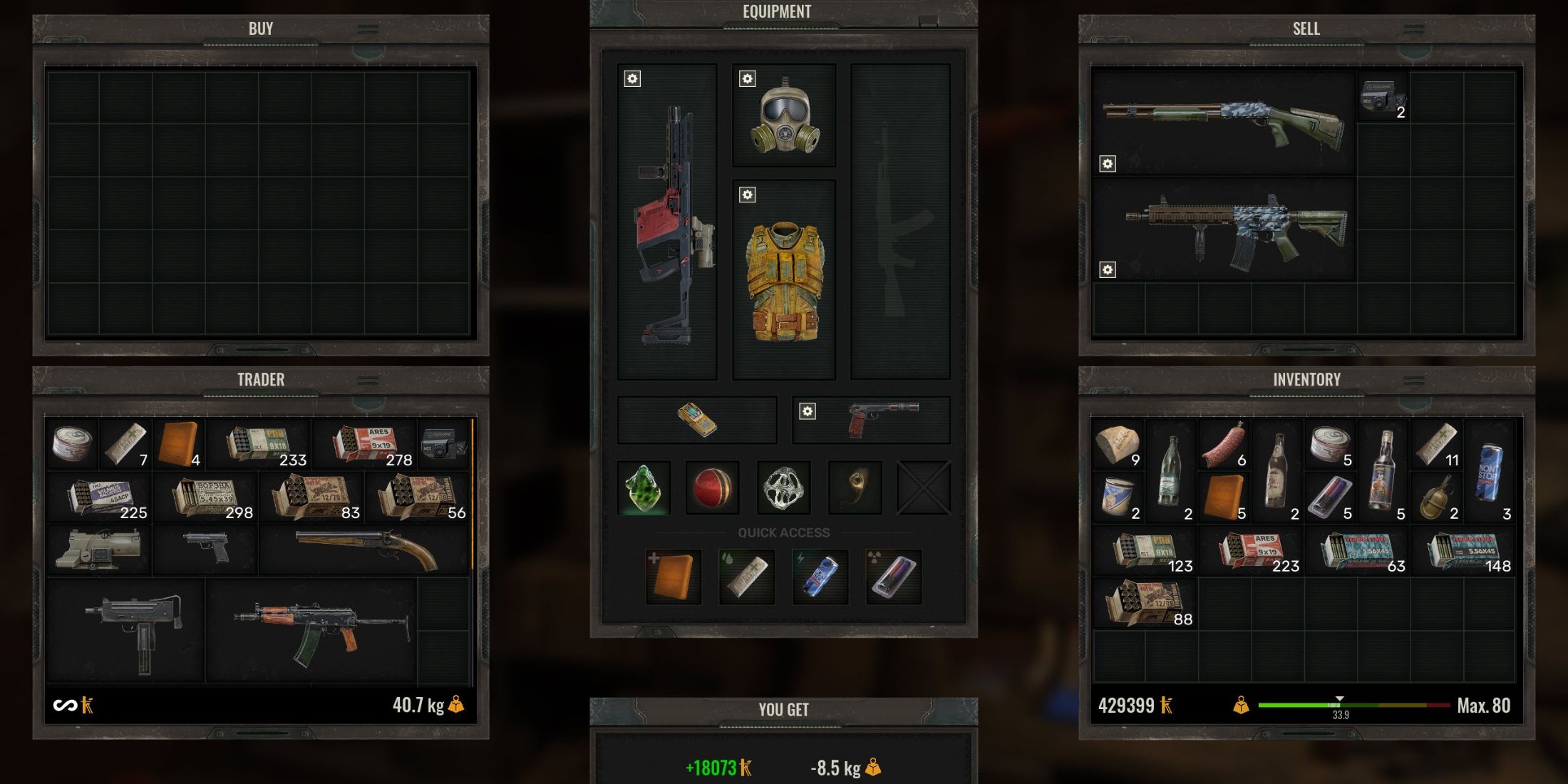 Sell Weapons & Gear Stalker 2