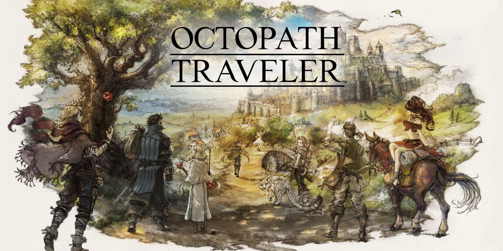 Key art of all eight heroes from Octopath Traveler.