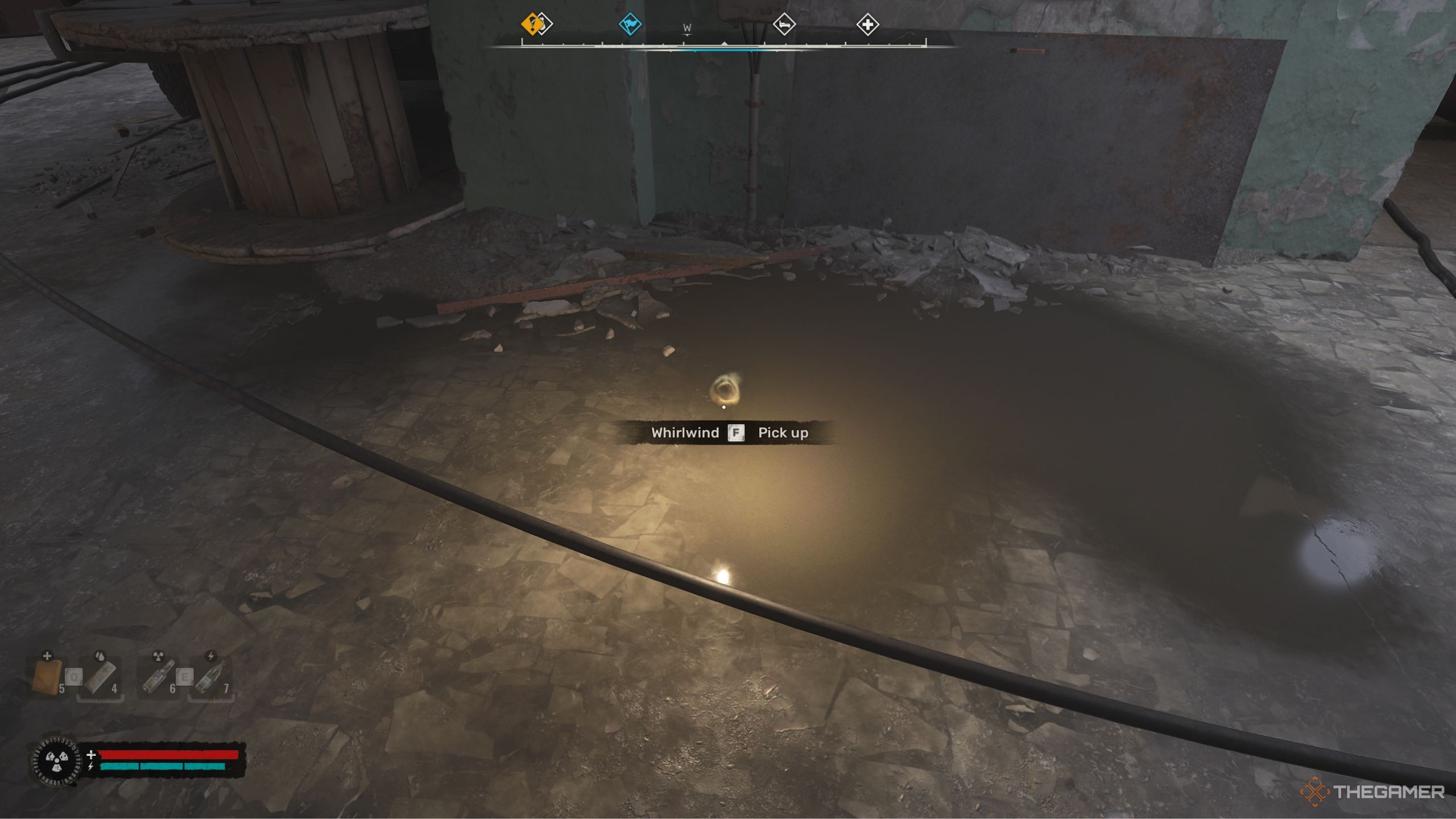 Stalker 2 Heart Of Chornobyl Whirlwind artifact on the floor.