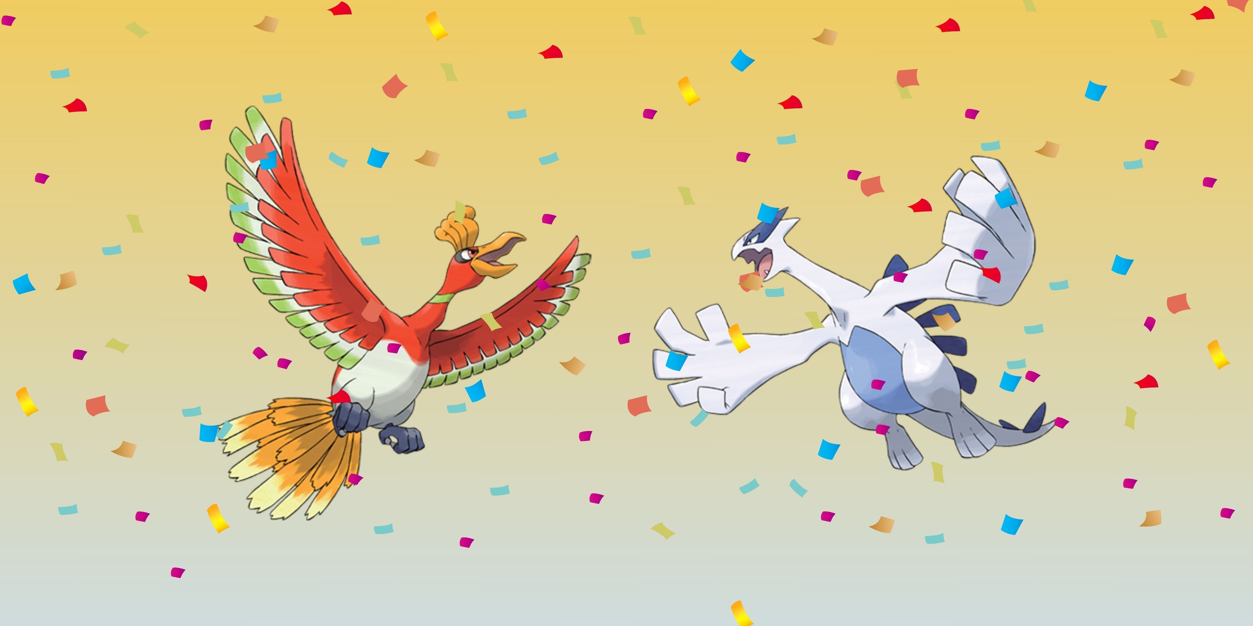 Ho oh and Lugia with birthday confetti