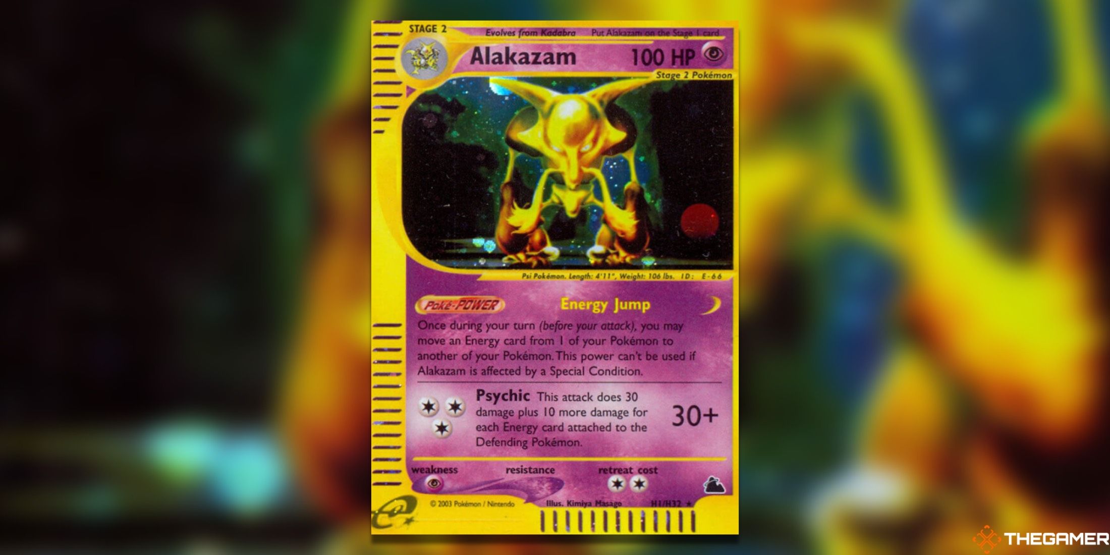 The Alakazam Holo Rare from Skyridge in the Pokemon TCG.