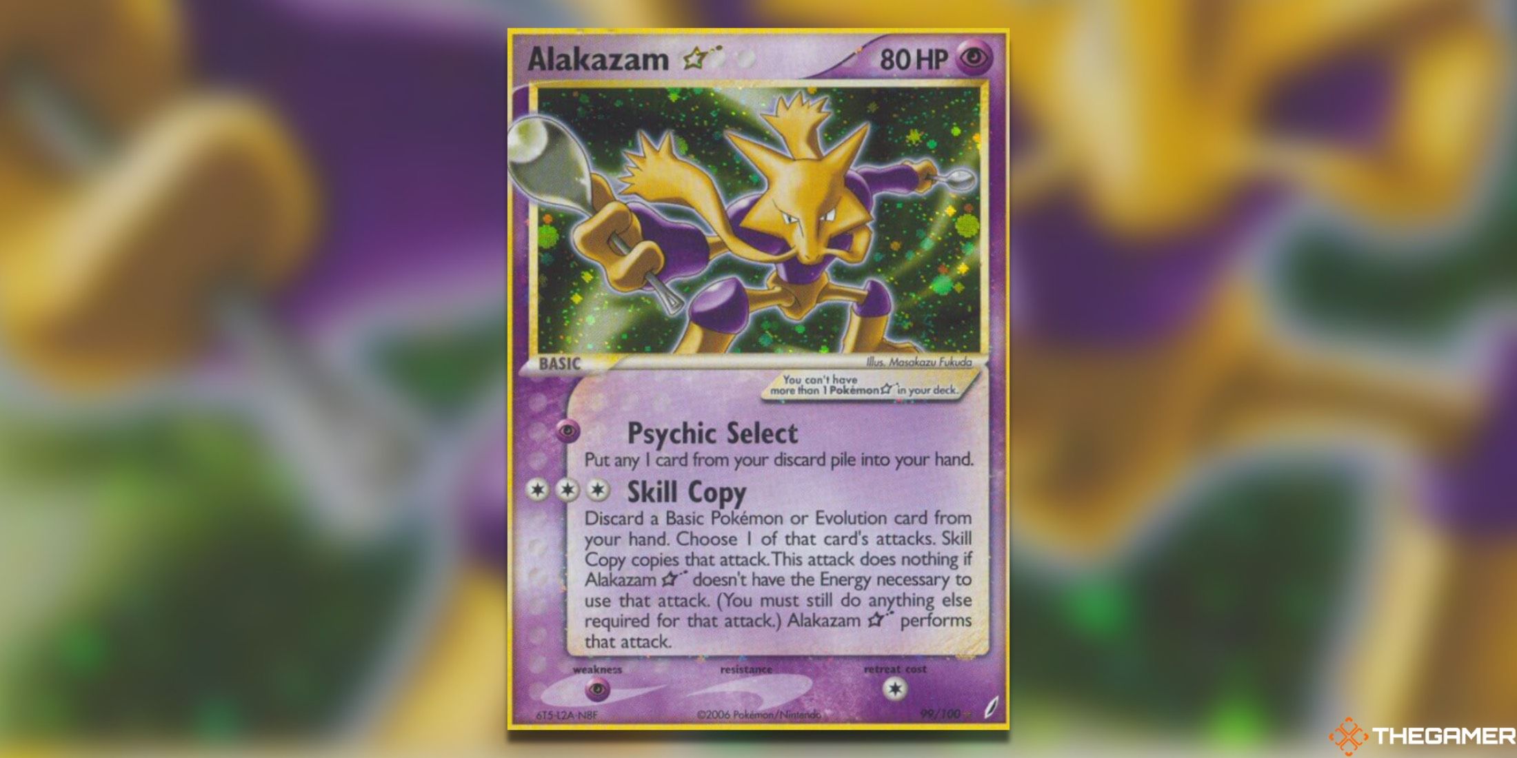 The Alakazam Gold Star from Crystal Guardians in the Pokemon TCG.