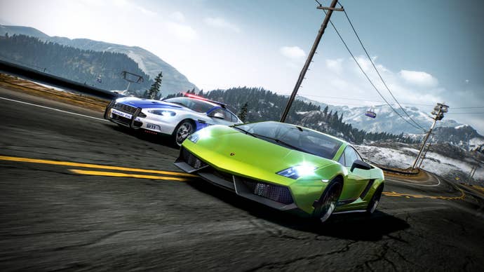 A Lamborghini and an Aston Martin in Need For Speed Hot Pursuit Remastered.