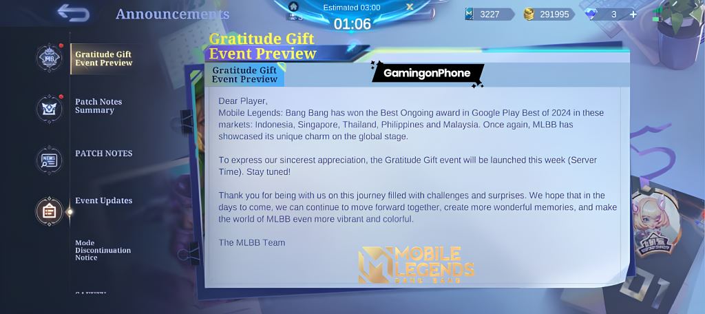 Mobile Legends Gratitude event MLBB