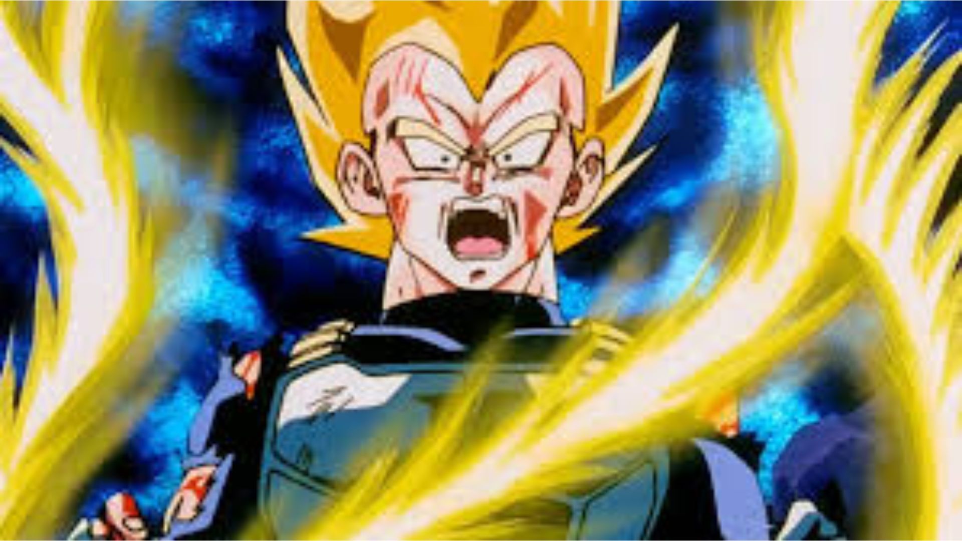 Vegeta goes Super Saiyan for the first time in Dragon Ball Z.